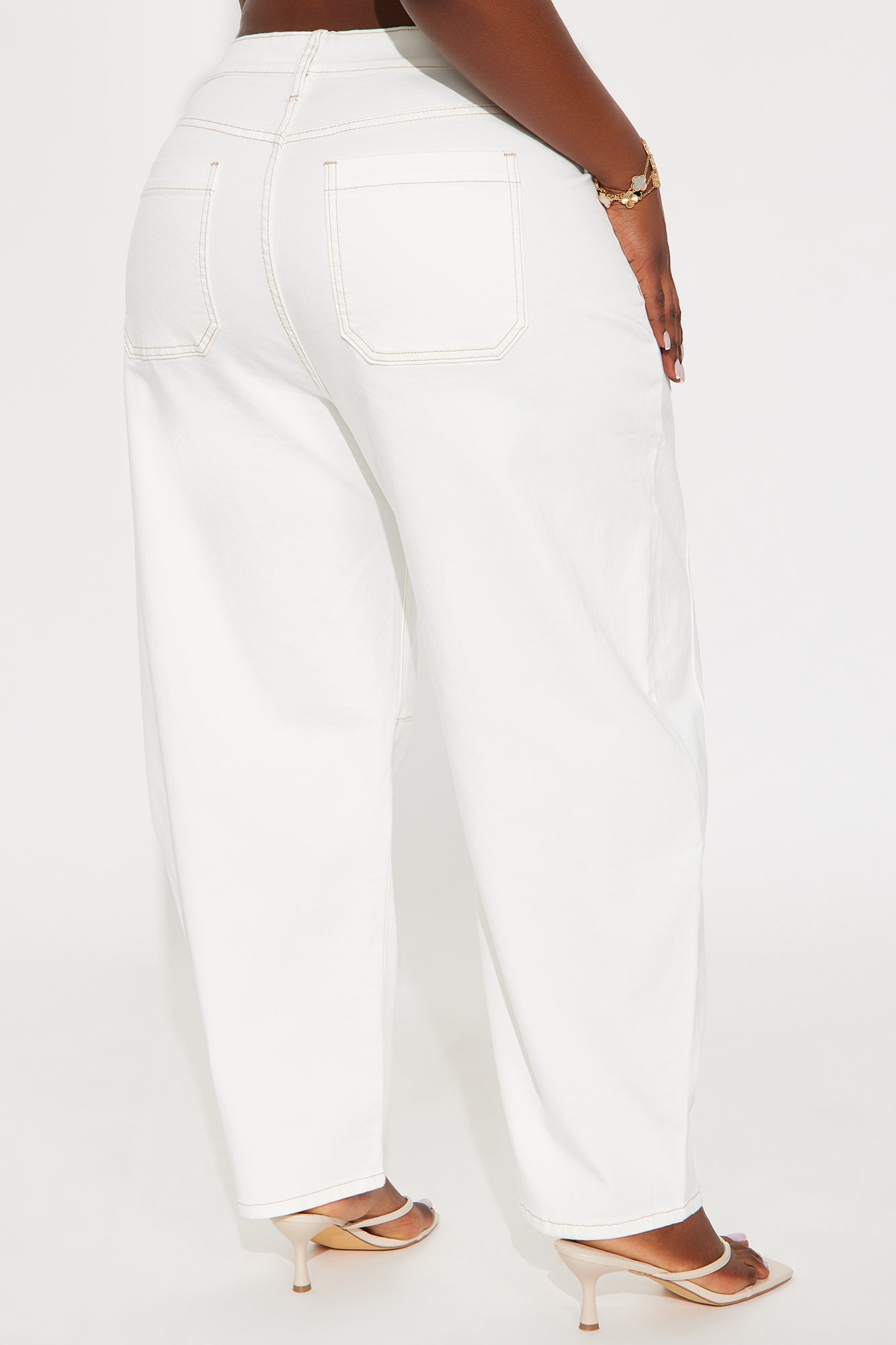 Madison Street Barrel Leg Jeans - White