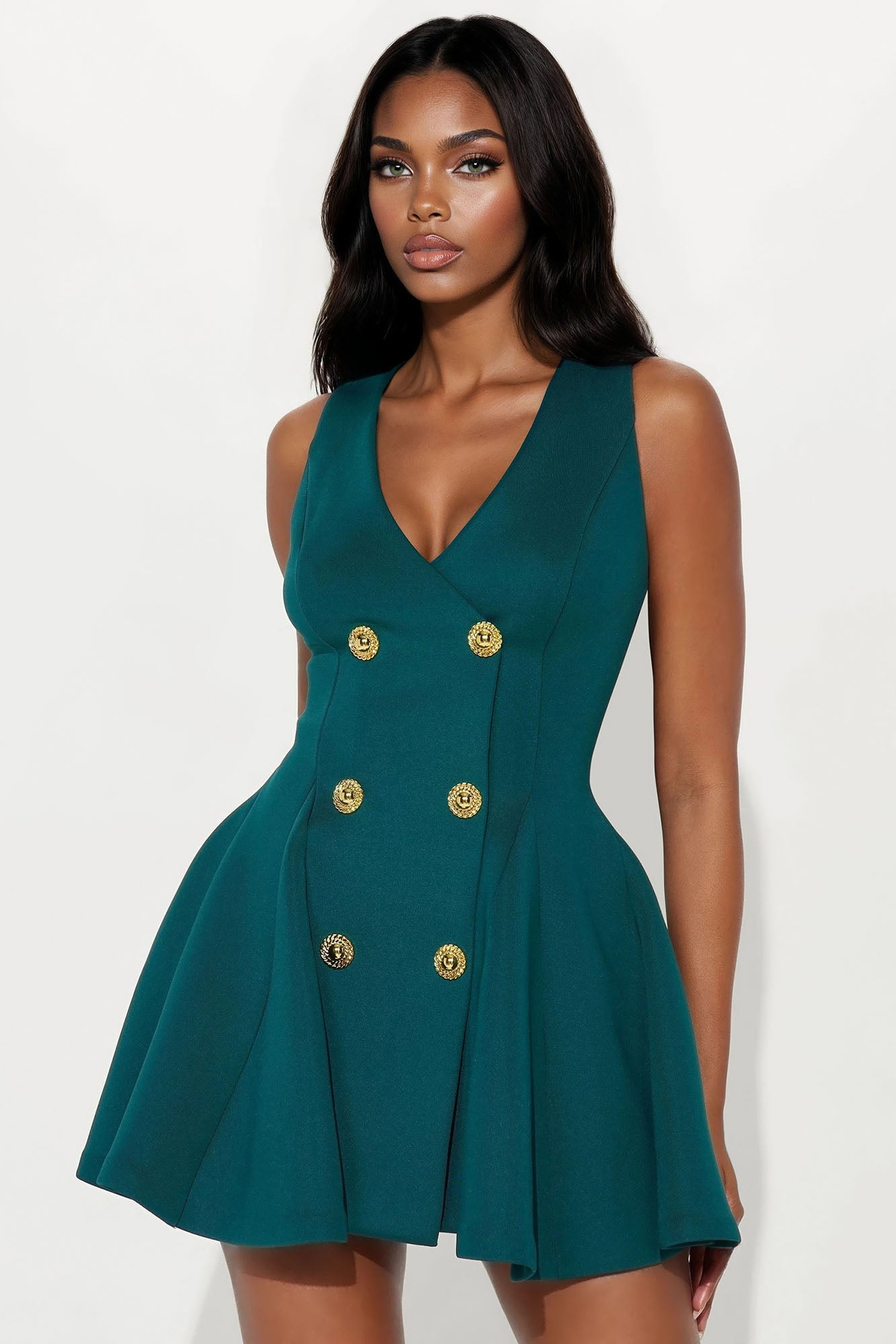 Queen Of Everything Pleated Mini Dress - Emerald