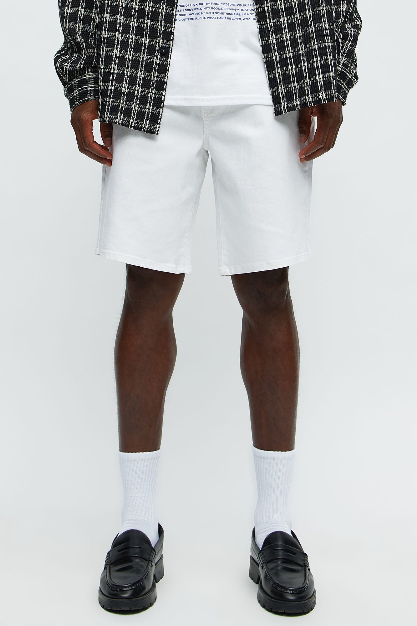 Mike Relaxed Denim Shorts - White