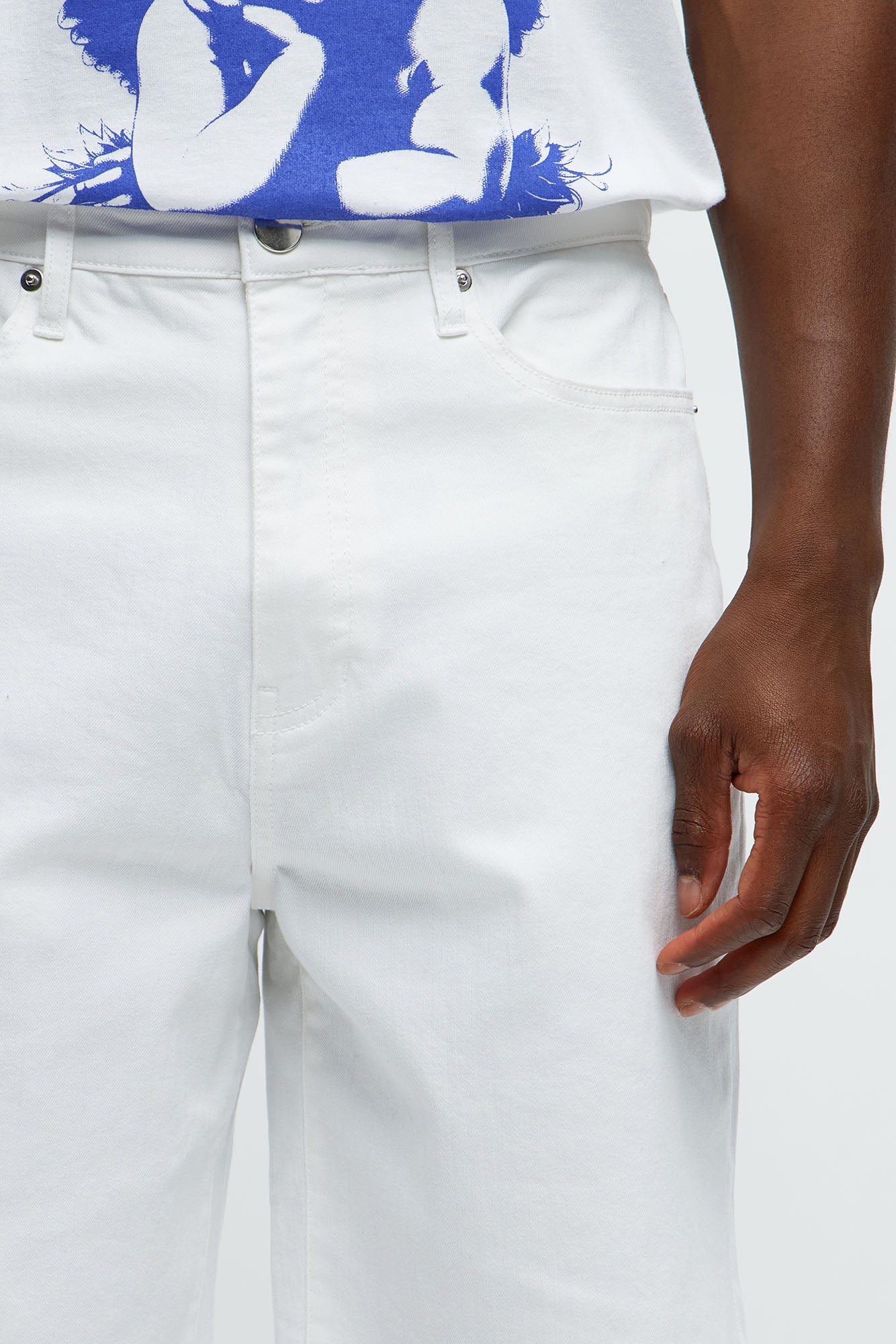 Mike Relaxed Denim Shorts - White