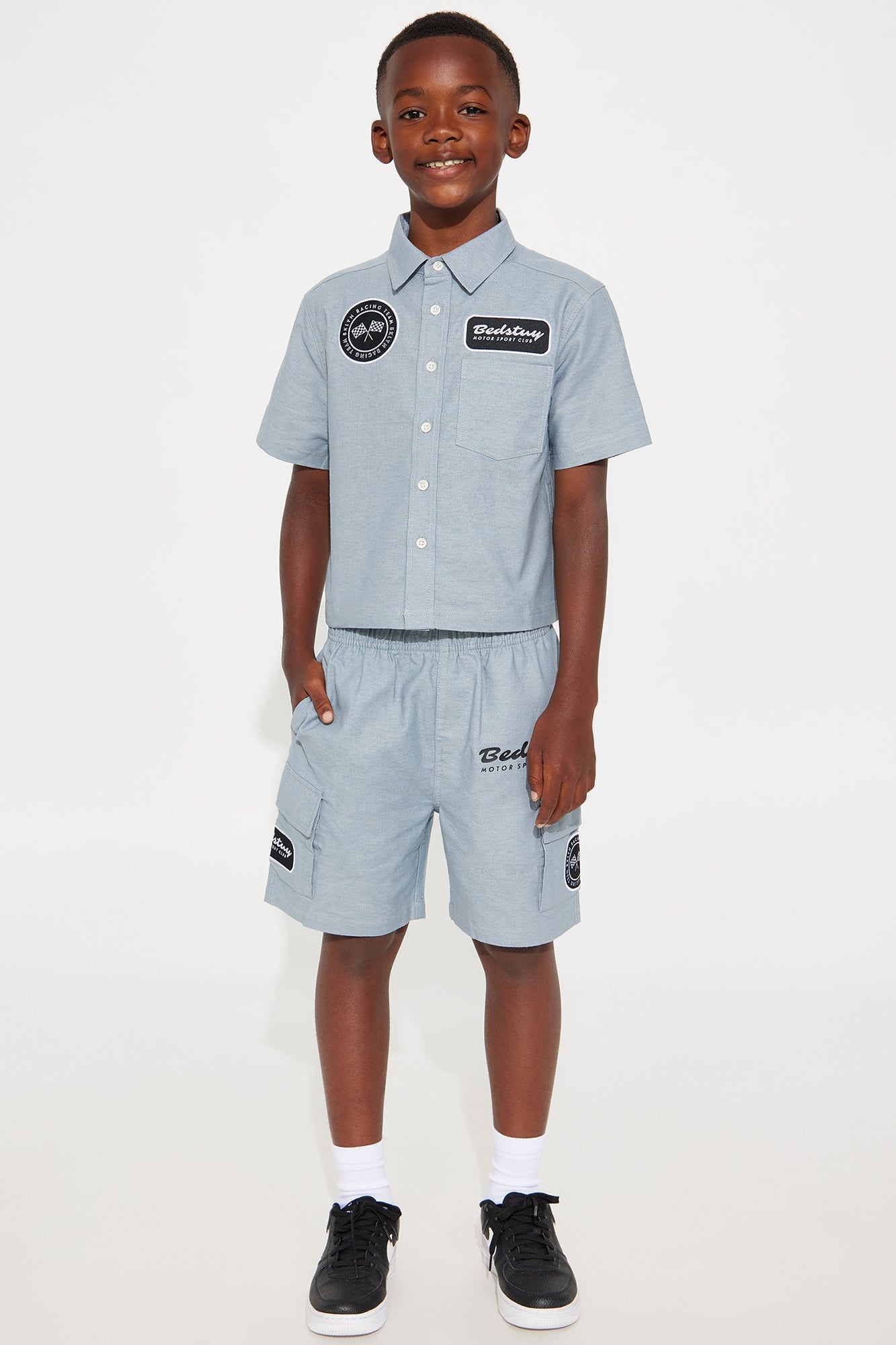 Mini Bedstuy Patch Relaxed Shorts - Light Blue