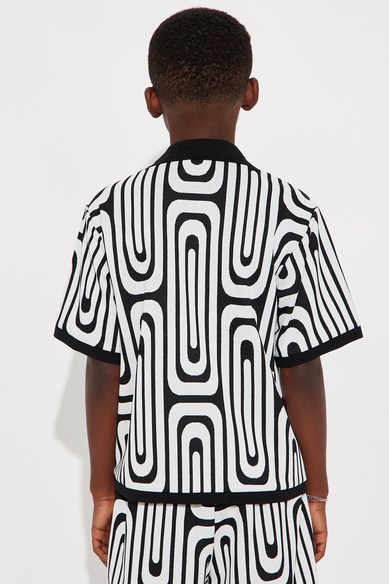 Mini Jack Retro Pattern Cuban Collar Shirt - Black/combo