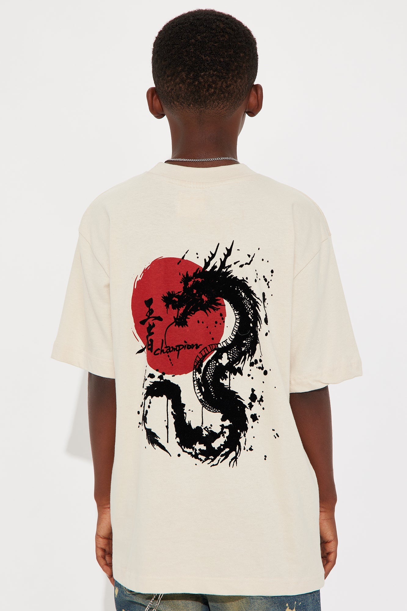 Mini Fierce Dragon Short Sleeve Graphic T-Shirt - Cream