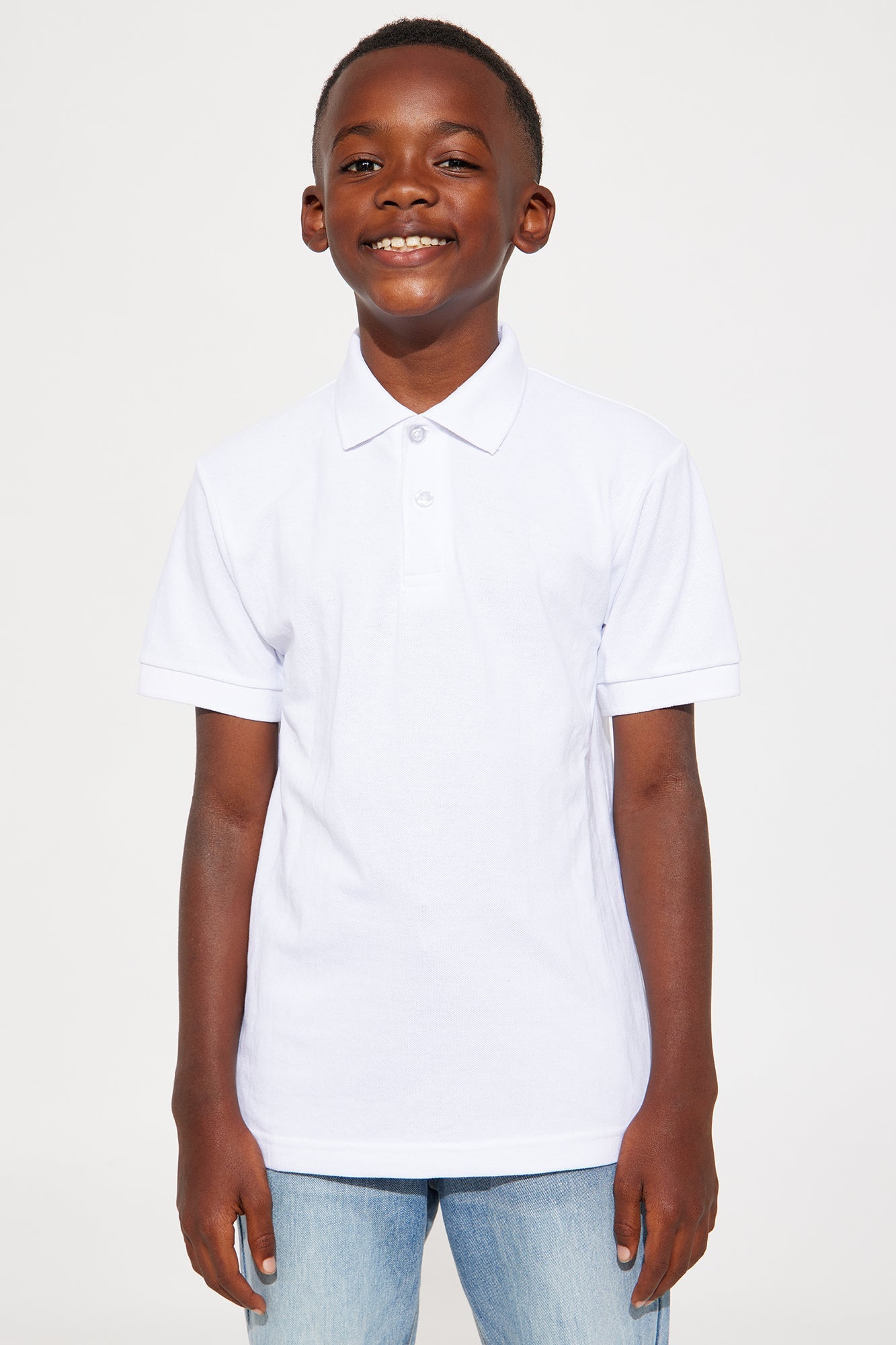 Mini Uniform Pique Polo - White