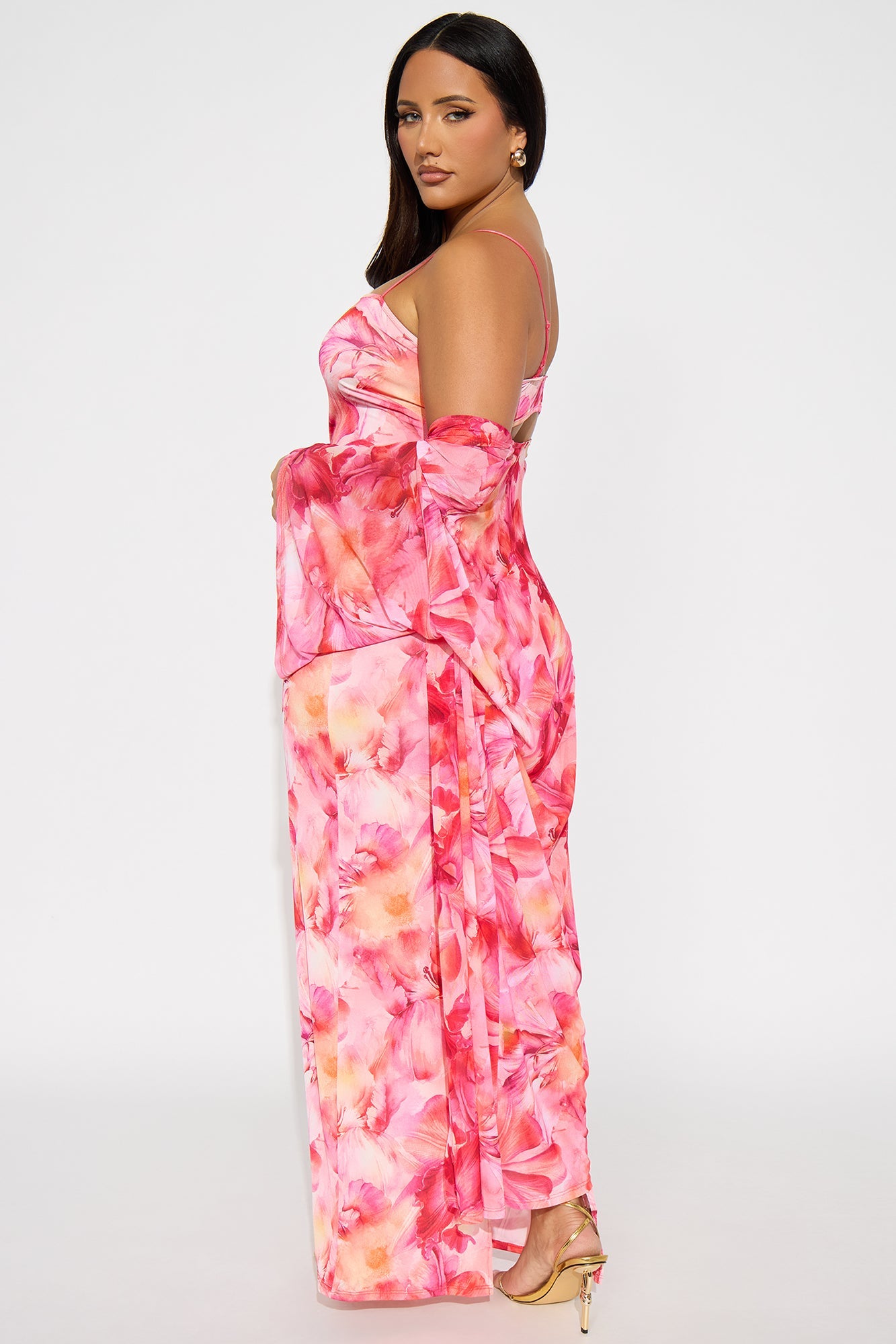 Nathalia Floral Maxi Dress Set - Pink/combo