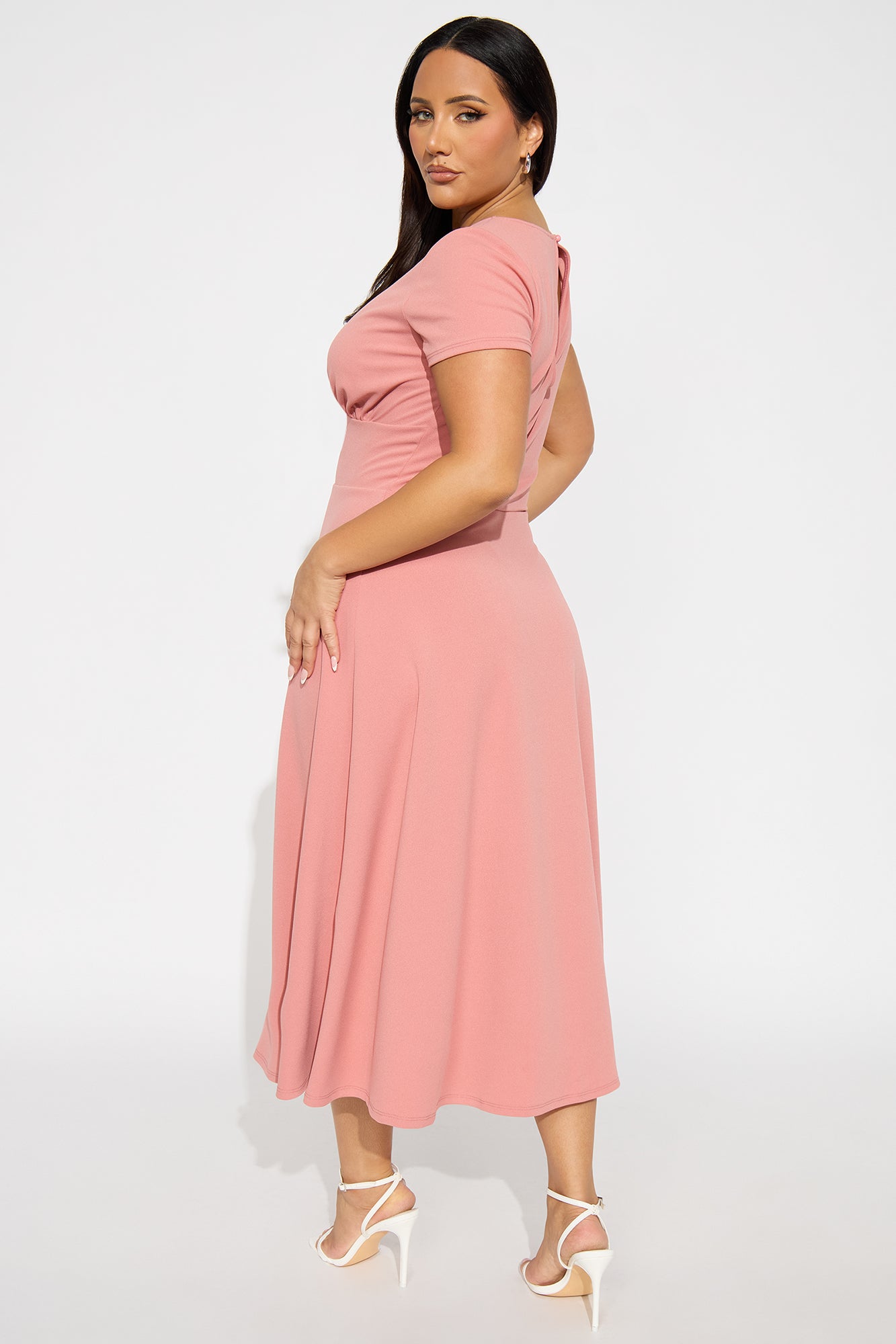 Charolette Short Sleeve Midi Dress - Mauve