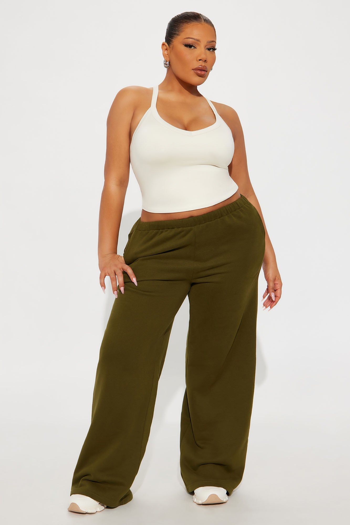 Contour Double Lined V-Neck Tank Top - Bone