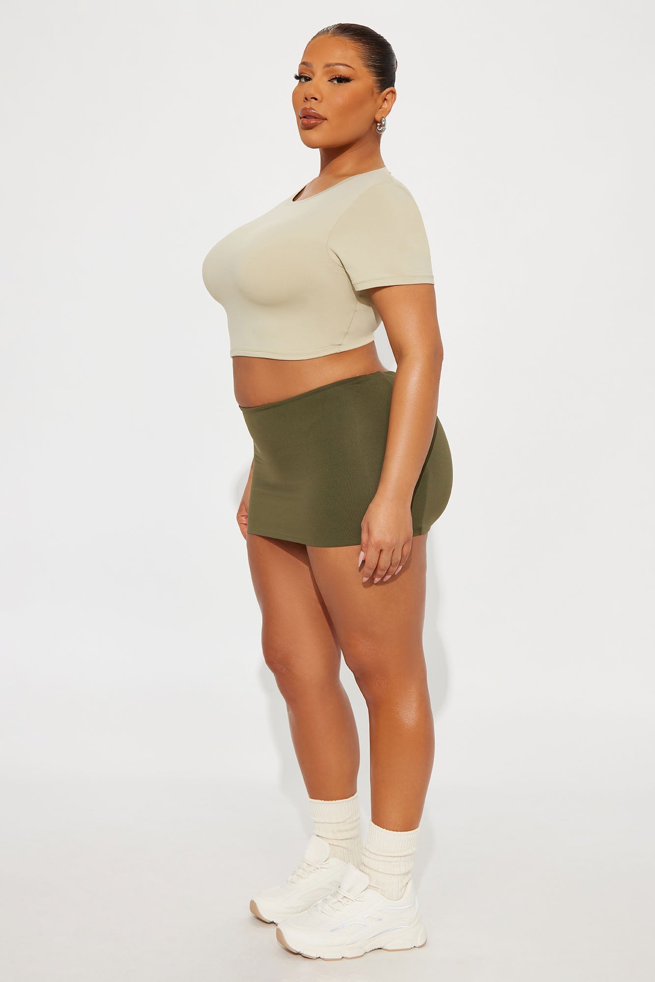 Second Skin Double Lined Super Cropped Tee - Stone