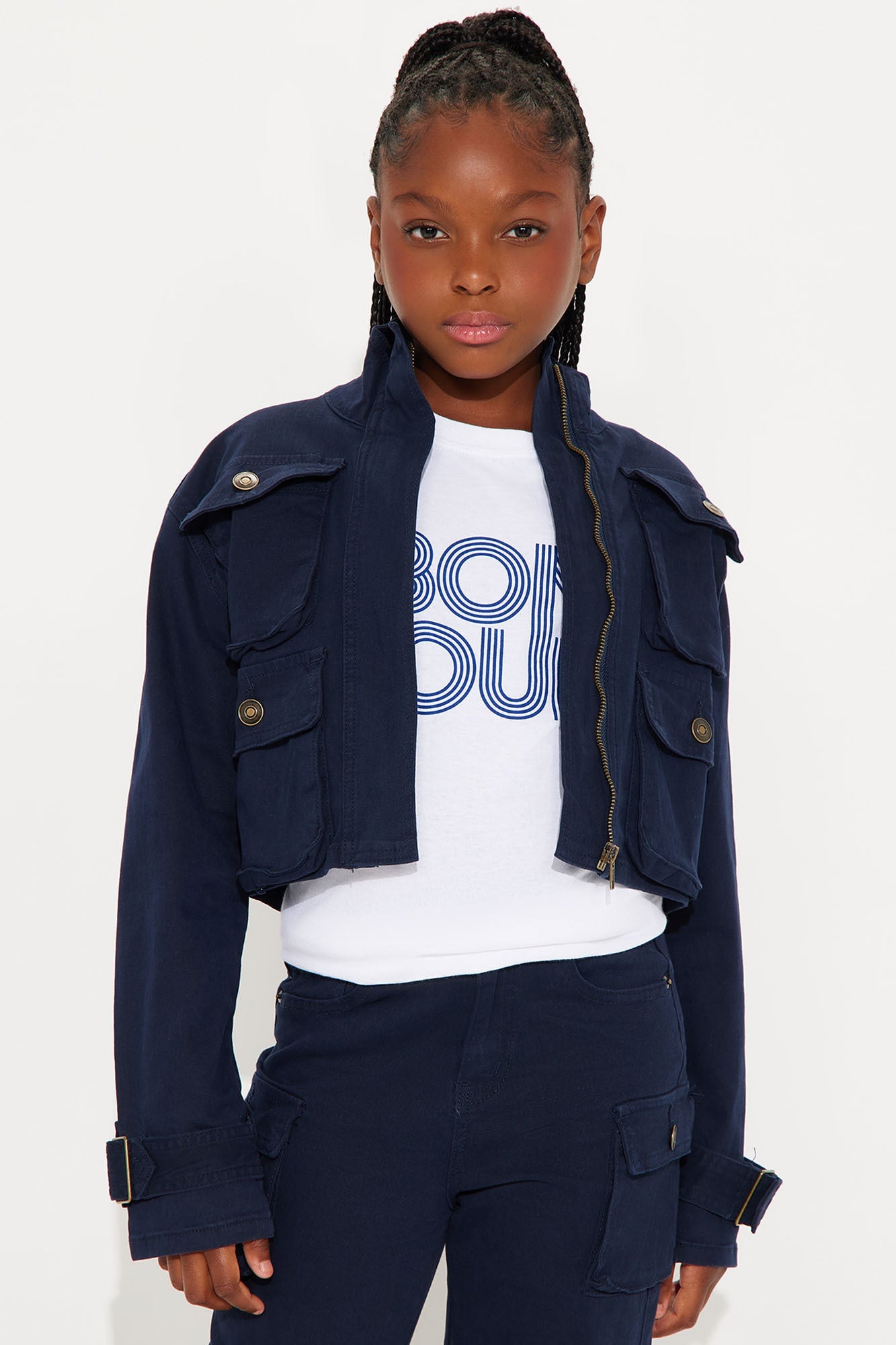 Mini Billie Goes To School Cargo Twill Jacket - Navy
