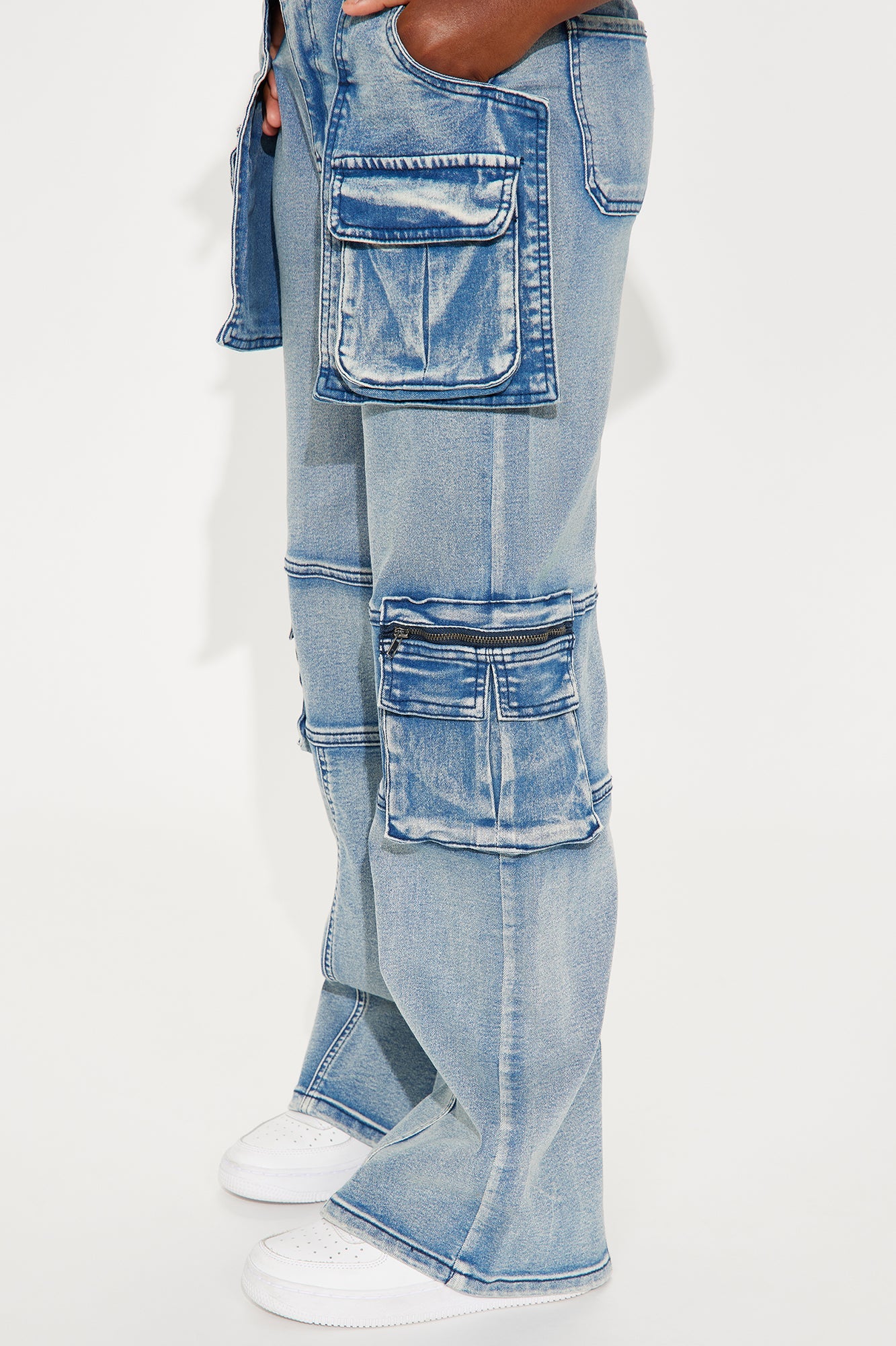 Mini Jasmine Hanging Pocket Cargo Jeans - Indigo