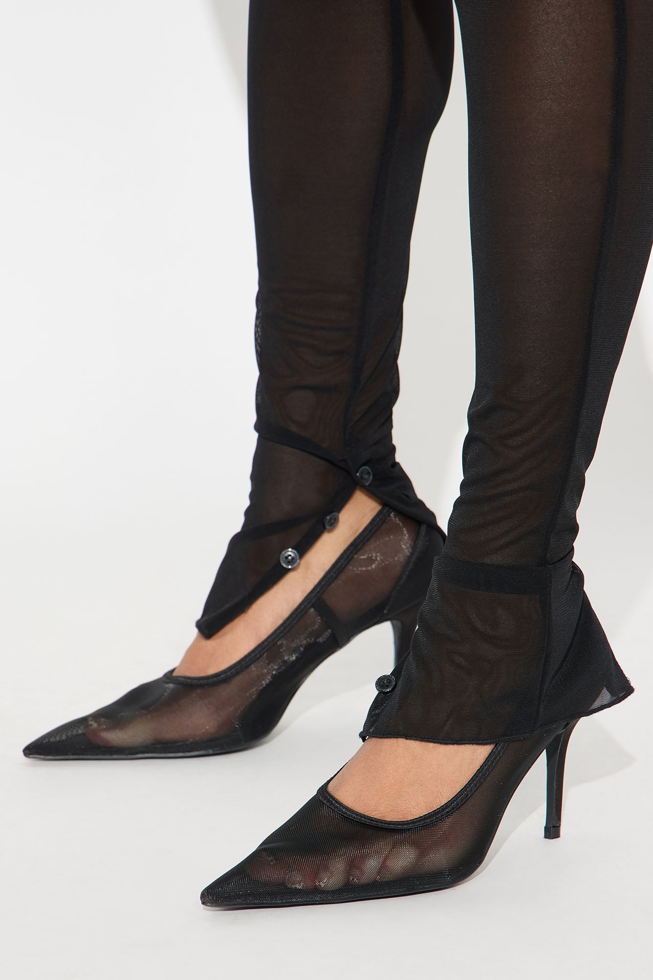Power Mesh High Waisted Leggings - Black