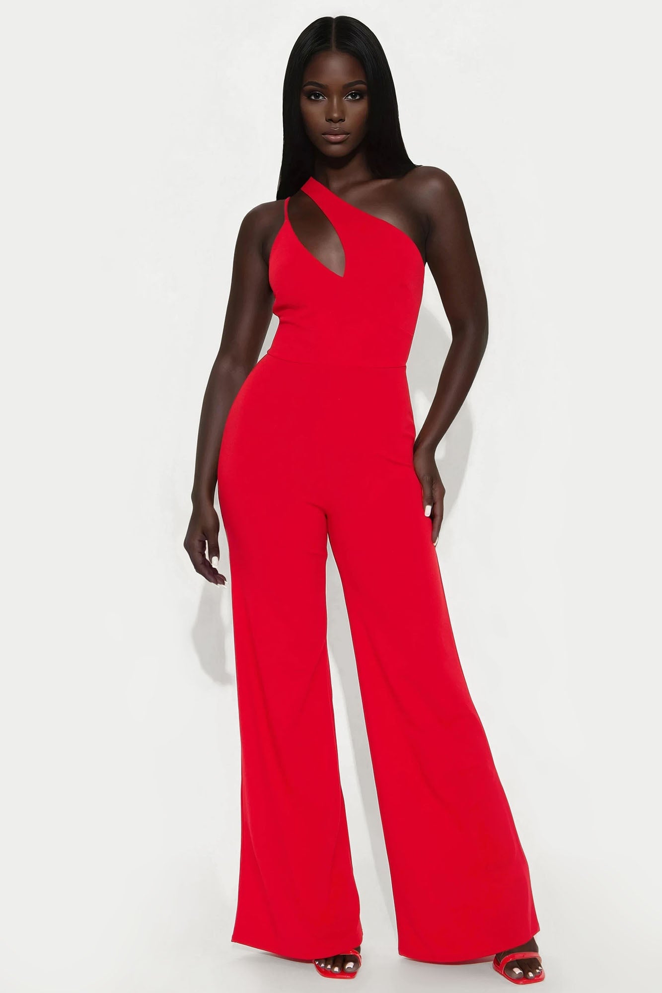 Too Appealing One Shoulder Jumpsuit - Red