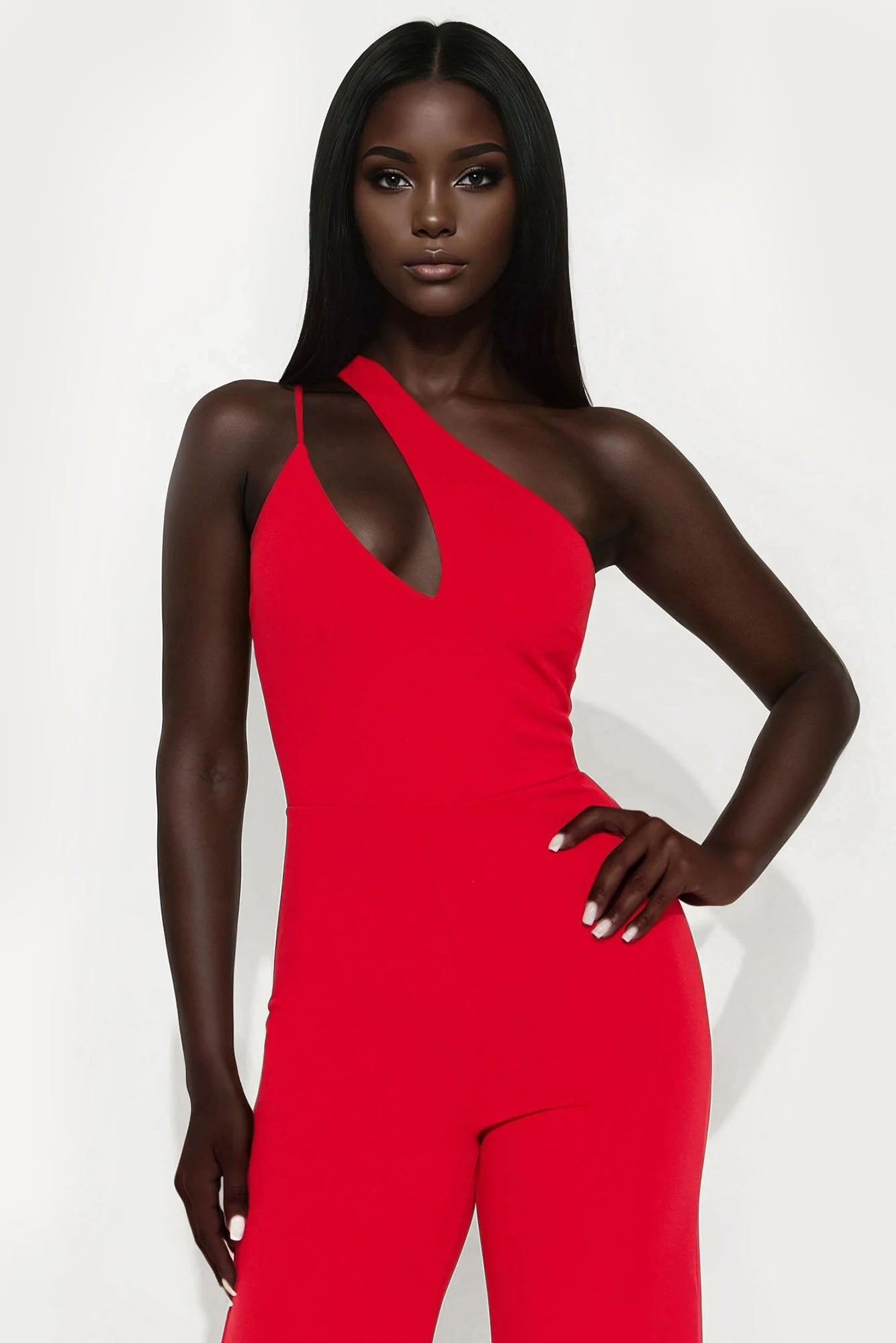 Too Appealing One Shoulder Jumpsuit - Red