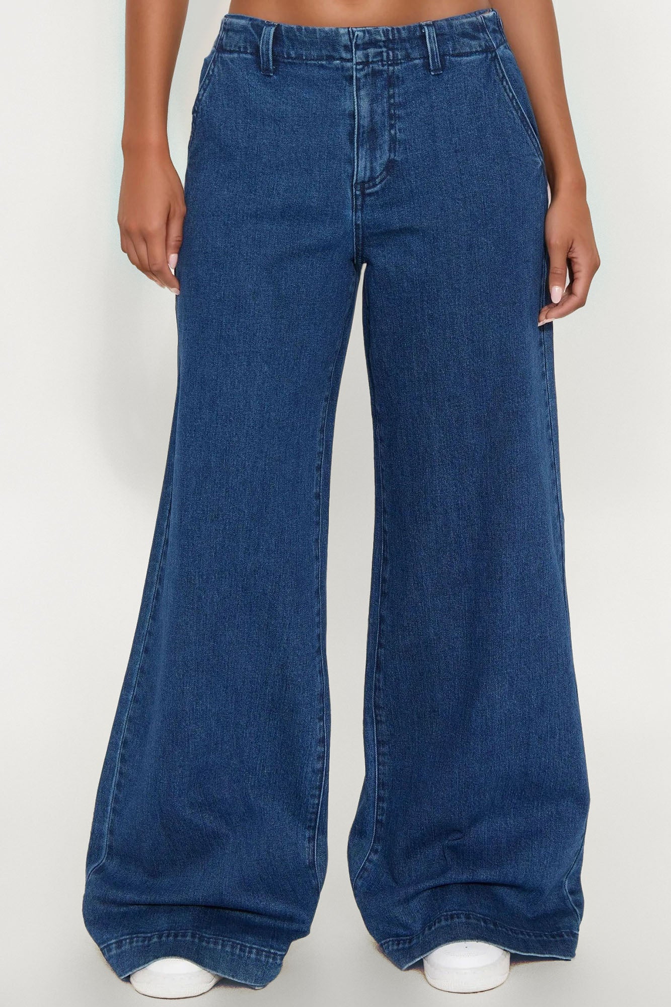 City Chic Trouser Wide Leg Jeans - Dark Wash