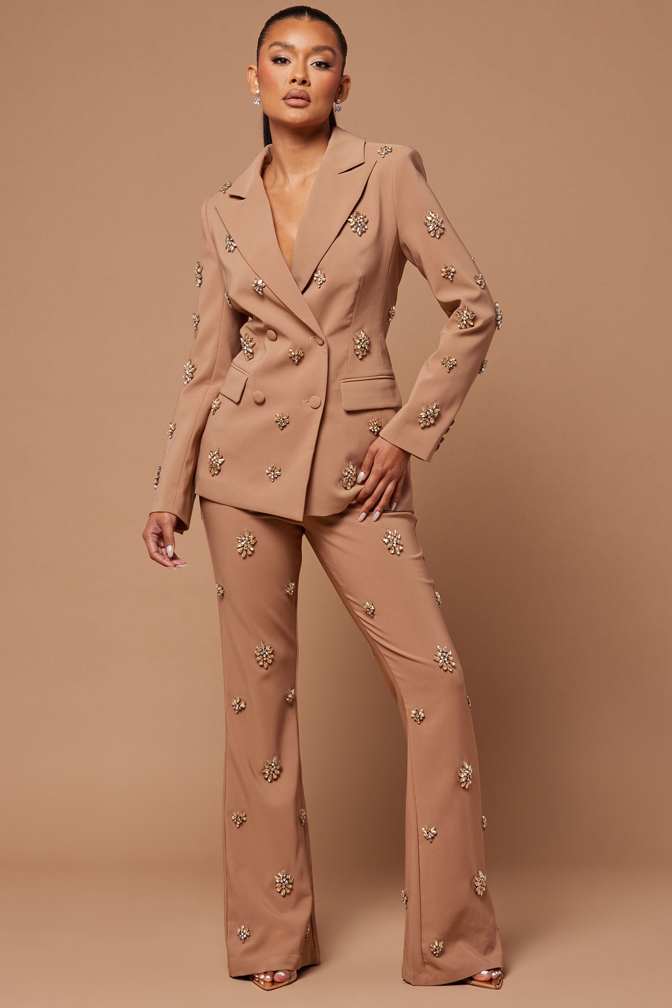 Verona Embellished Pant - Mocha