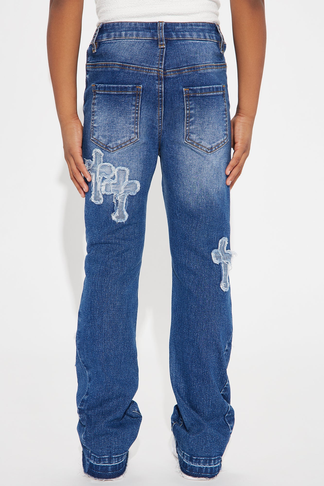 Mini Do I Ever Cross Your Mind Stacked Flare Jean - Medium Wash