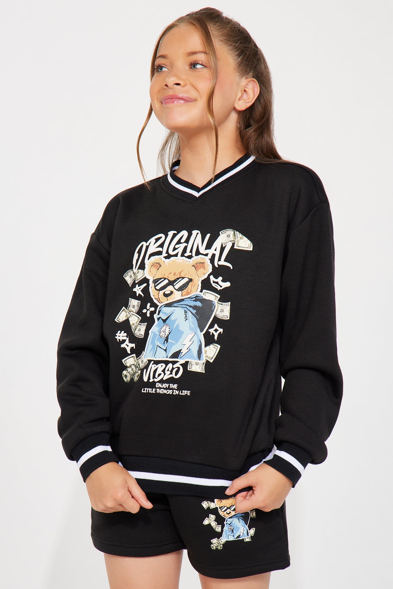 Mini Original Baddie Fleece Short Set - Black
