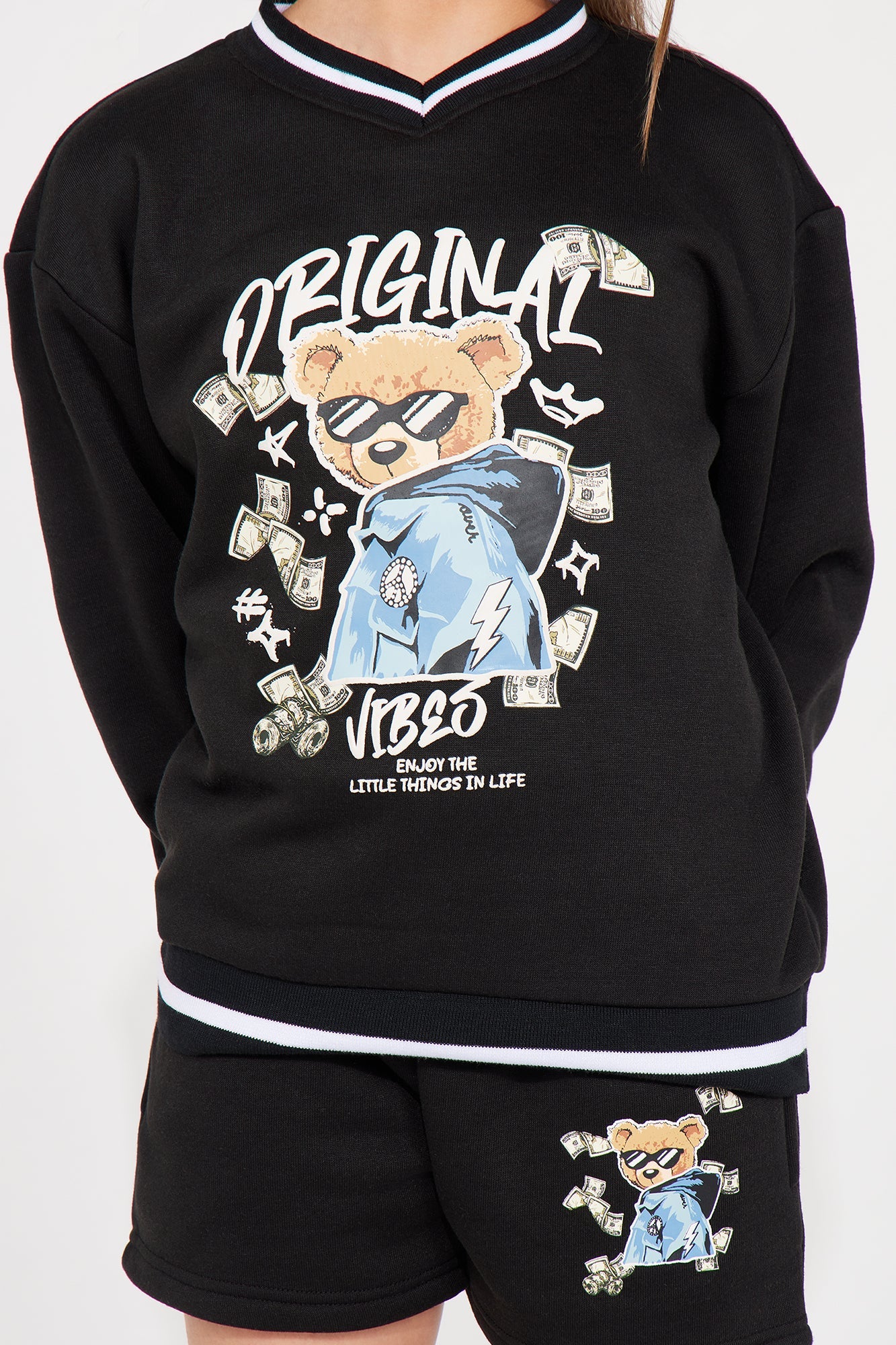 Mini Original Baddie Fleece Short Set - Black