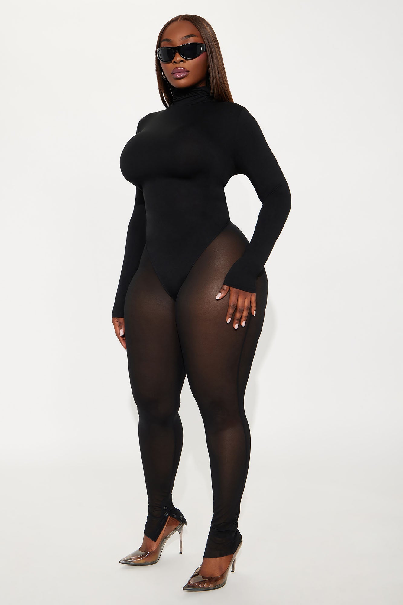 Power Mesh High Waisted Leggings - Black