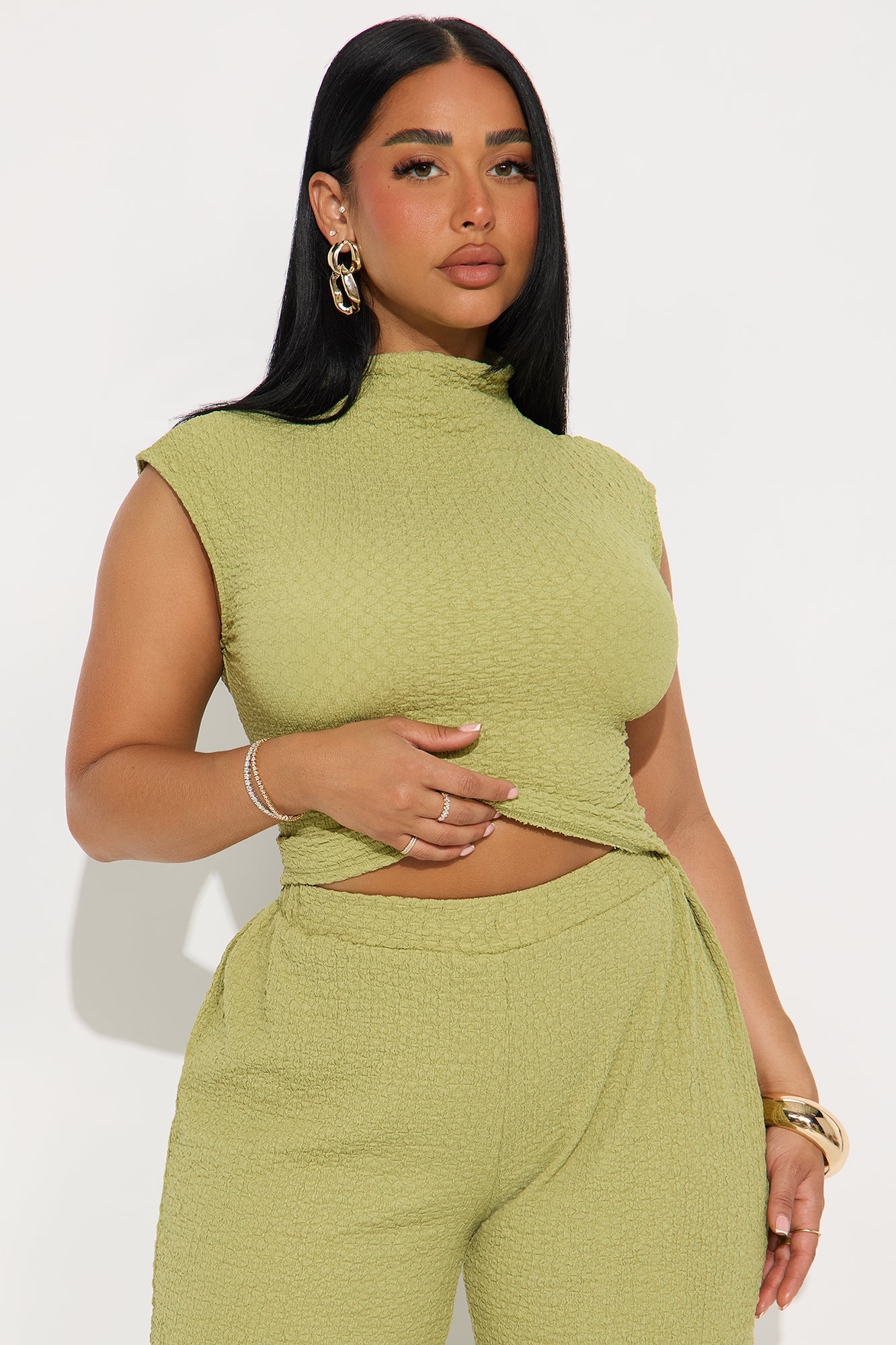 Teresea Textured Pant Set - Sage