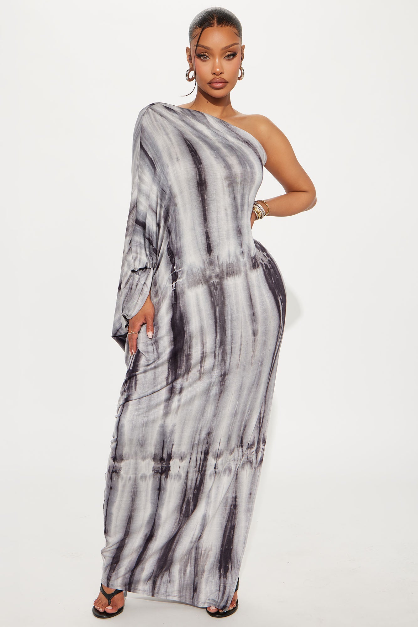 Tamira One Shoulder Maxi Dress - Grey