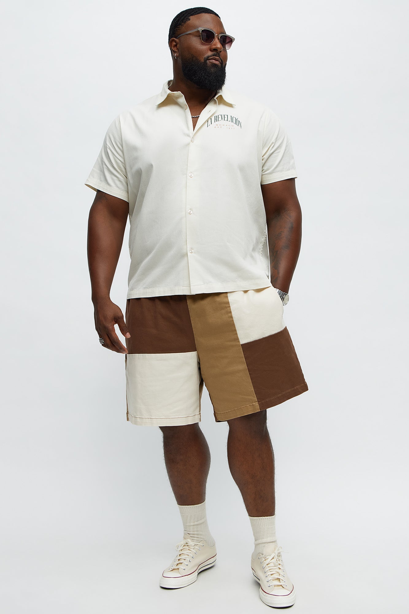 Blocked Again Shorts - Brown Combo