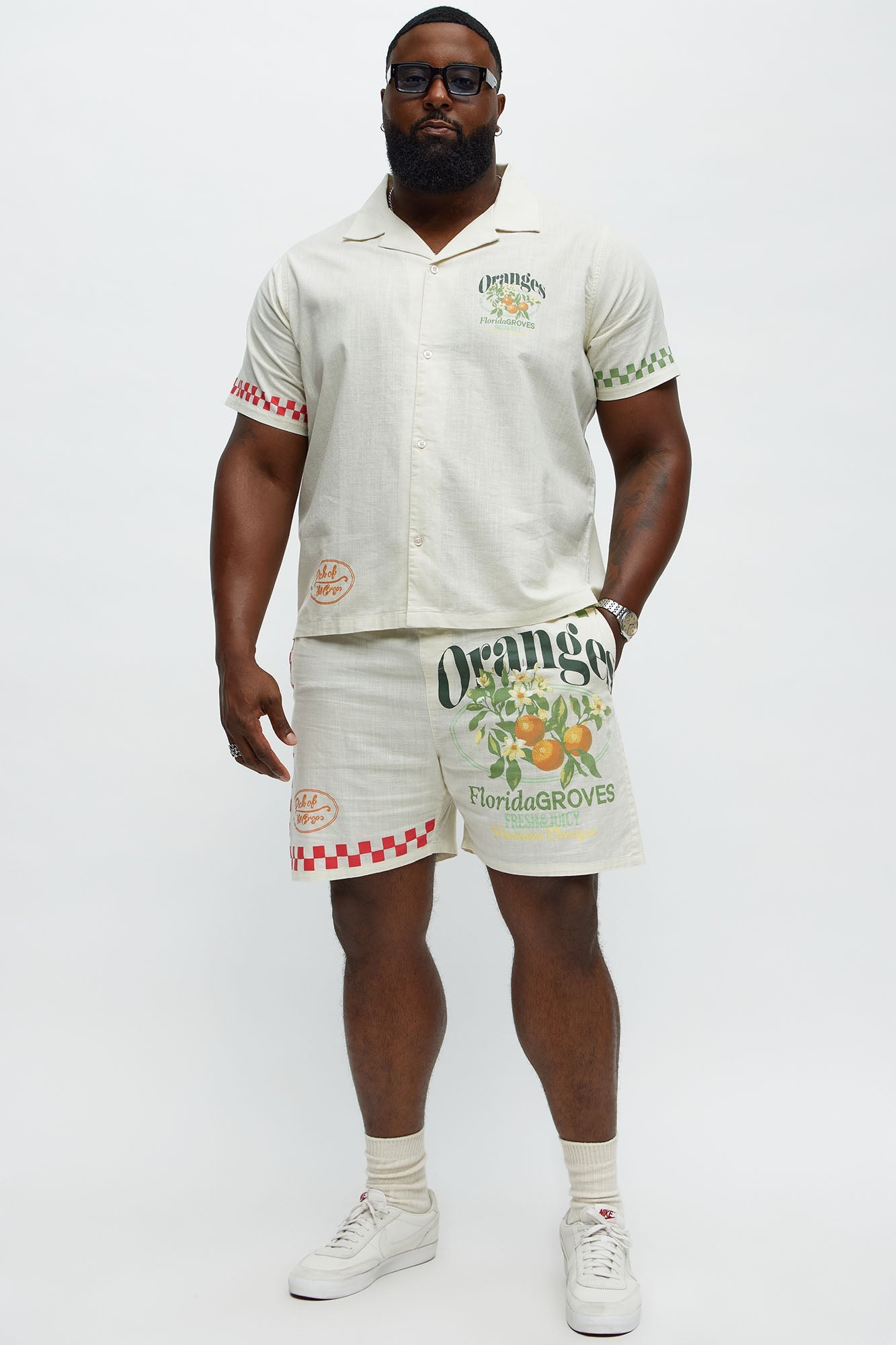Florida Oranges Relaxed Drawstring Short - Cream