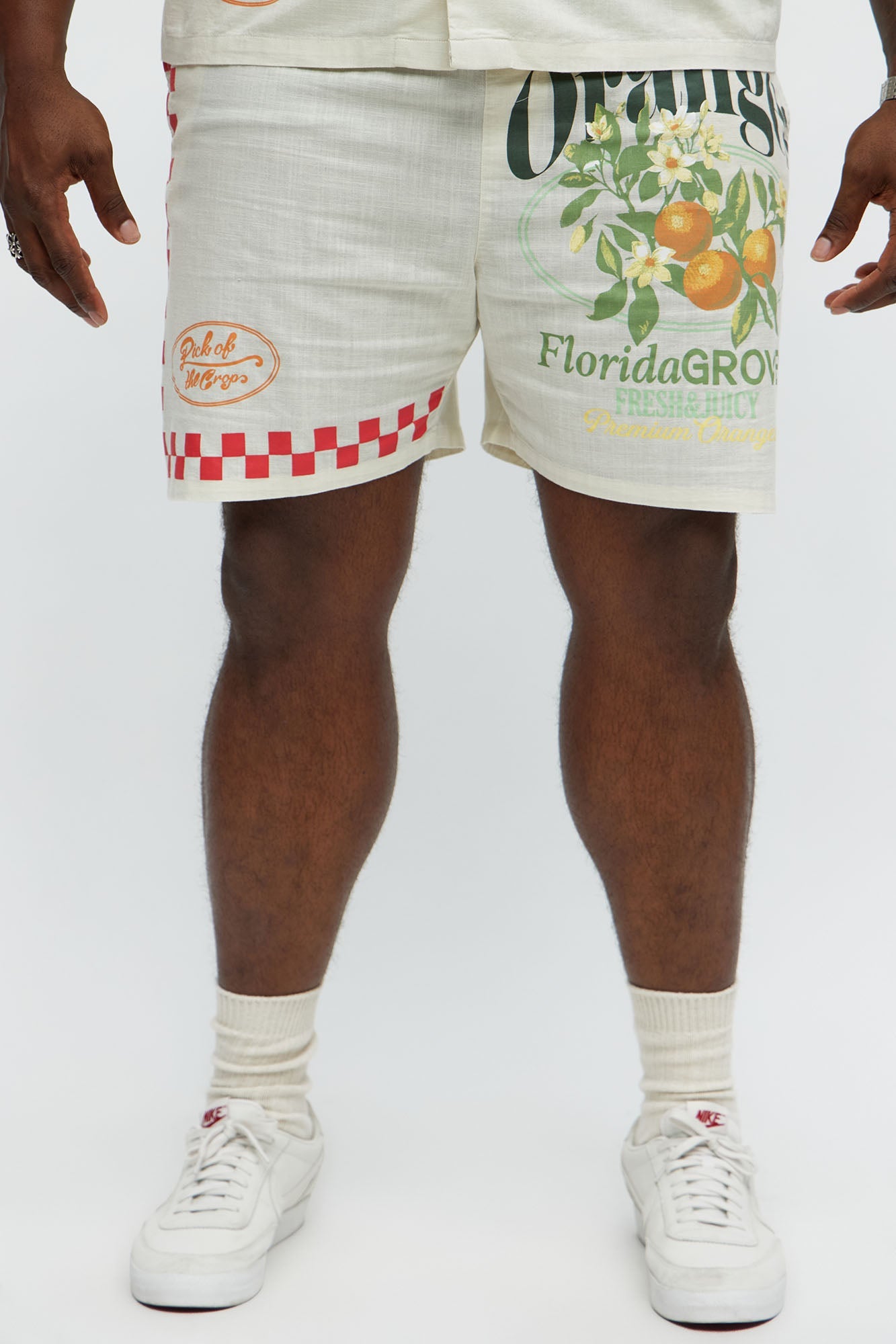 Florida Oranges Relaxed Drawstring Short - Cream