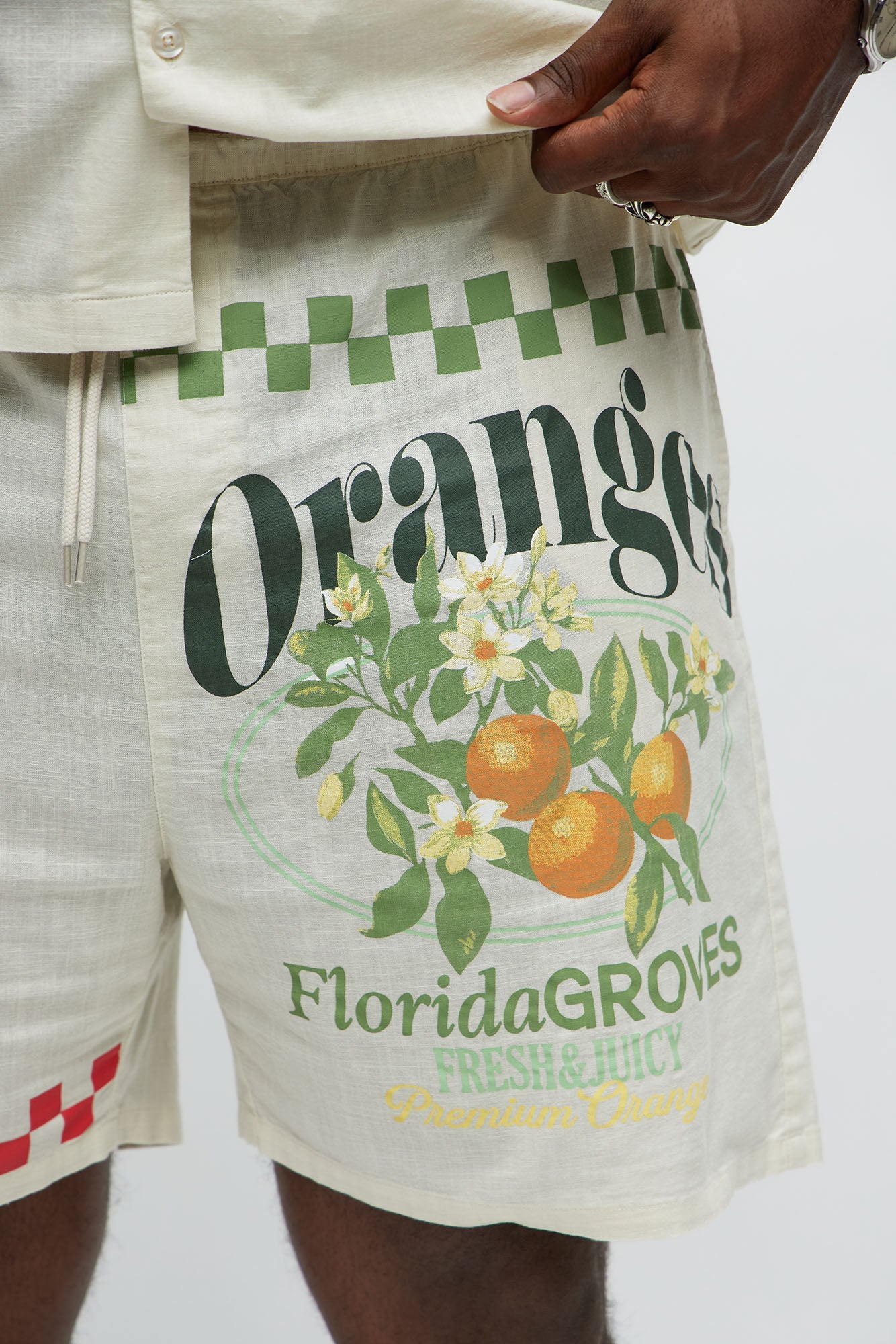 Florida Oranges Relaxed Drawstring Short - Cream