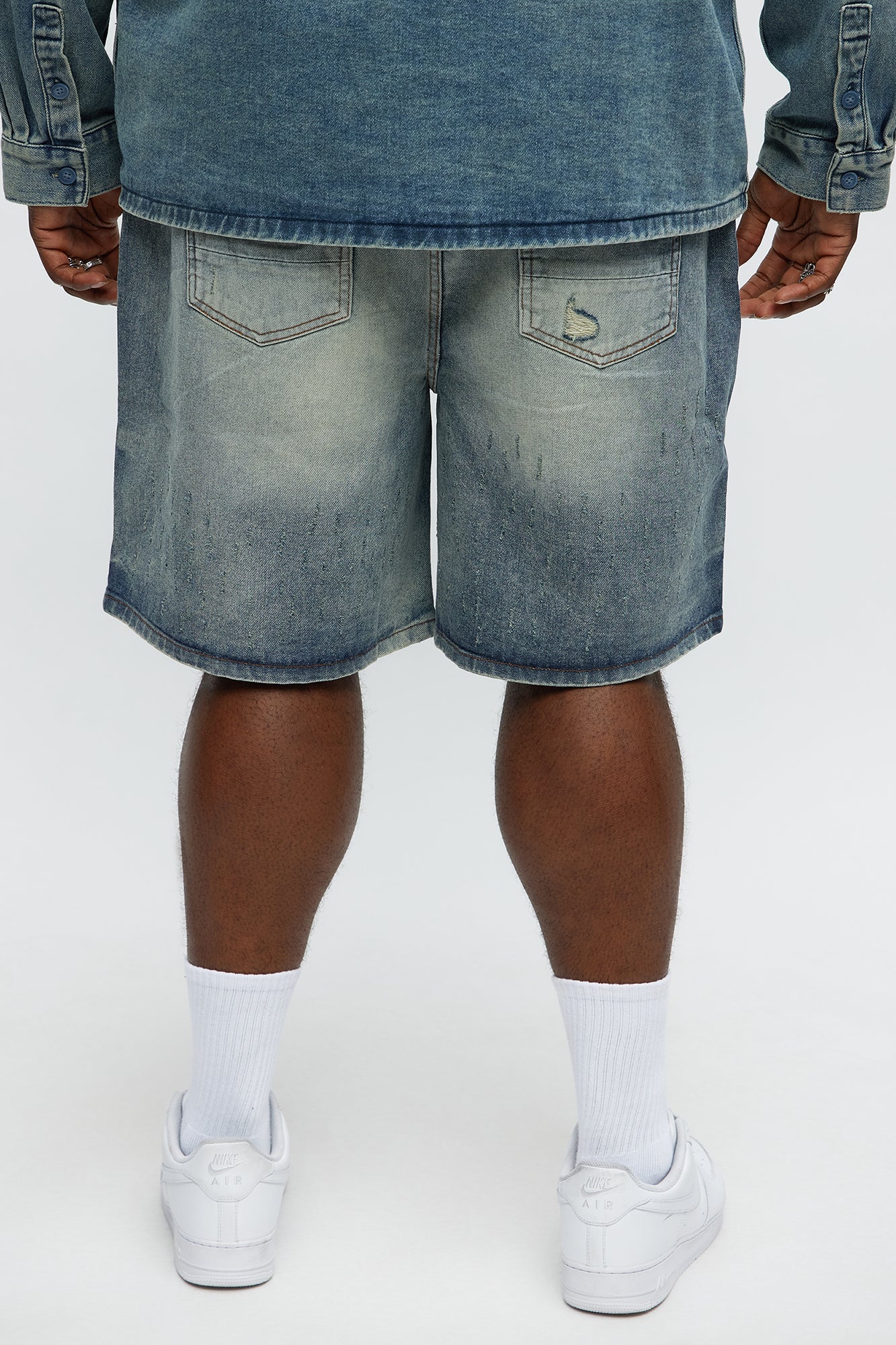 Young Star Jeweled Relaxed Denim Shorts - Medium Blue Wash