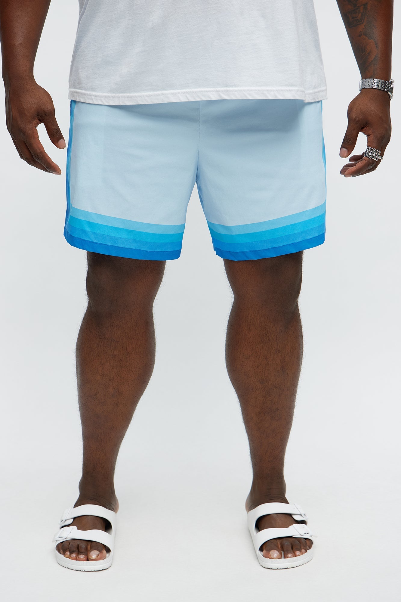 Splash Borders Swim Mid Trunk - Blue/combo