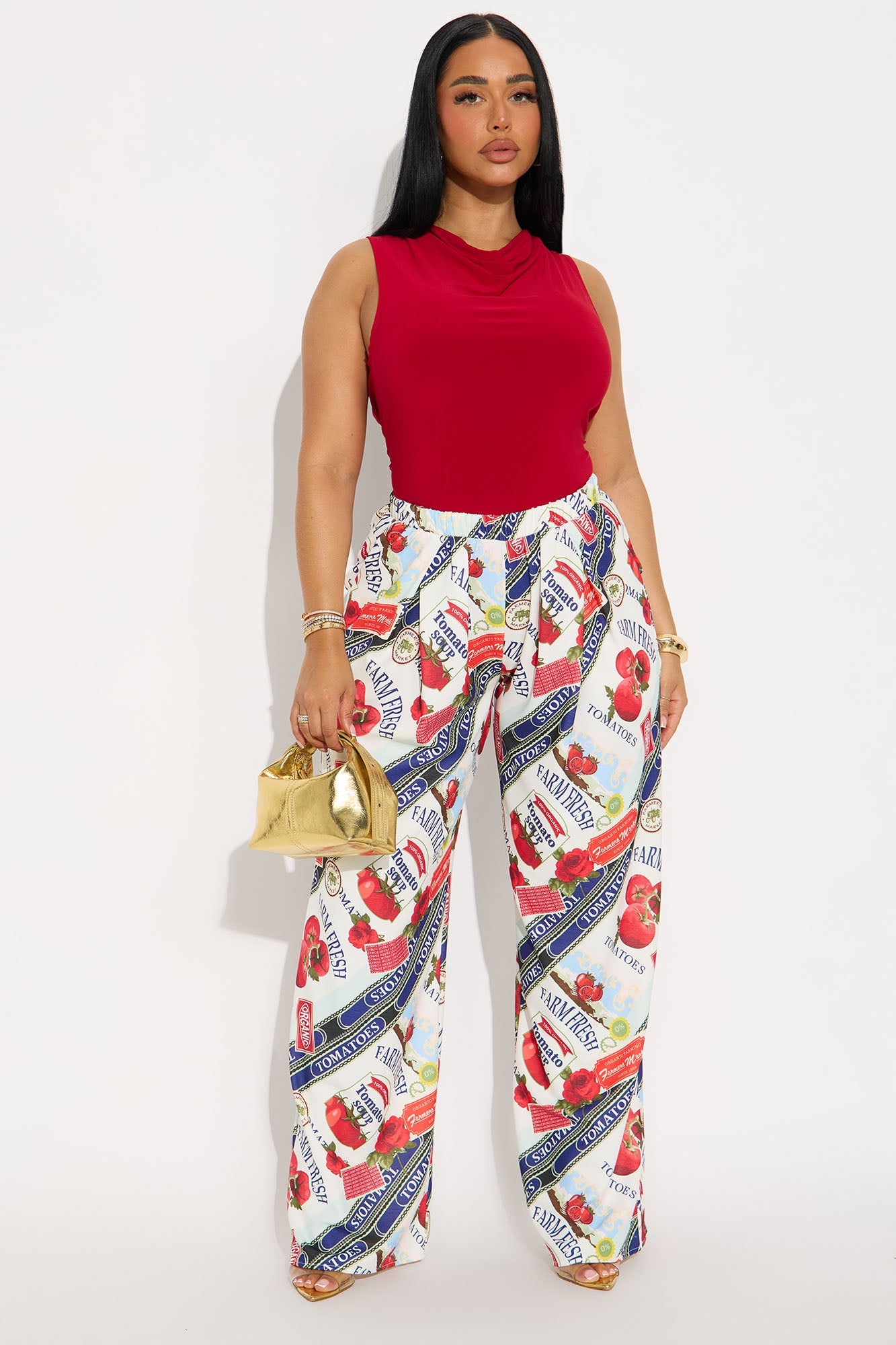 Angie High Neck Open Back Top - Red