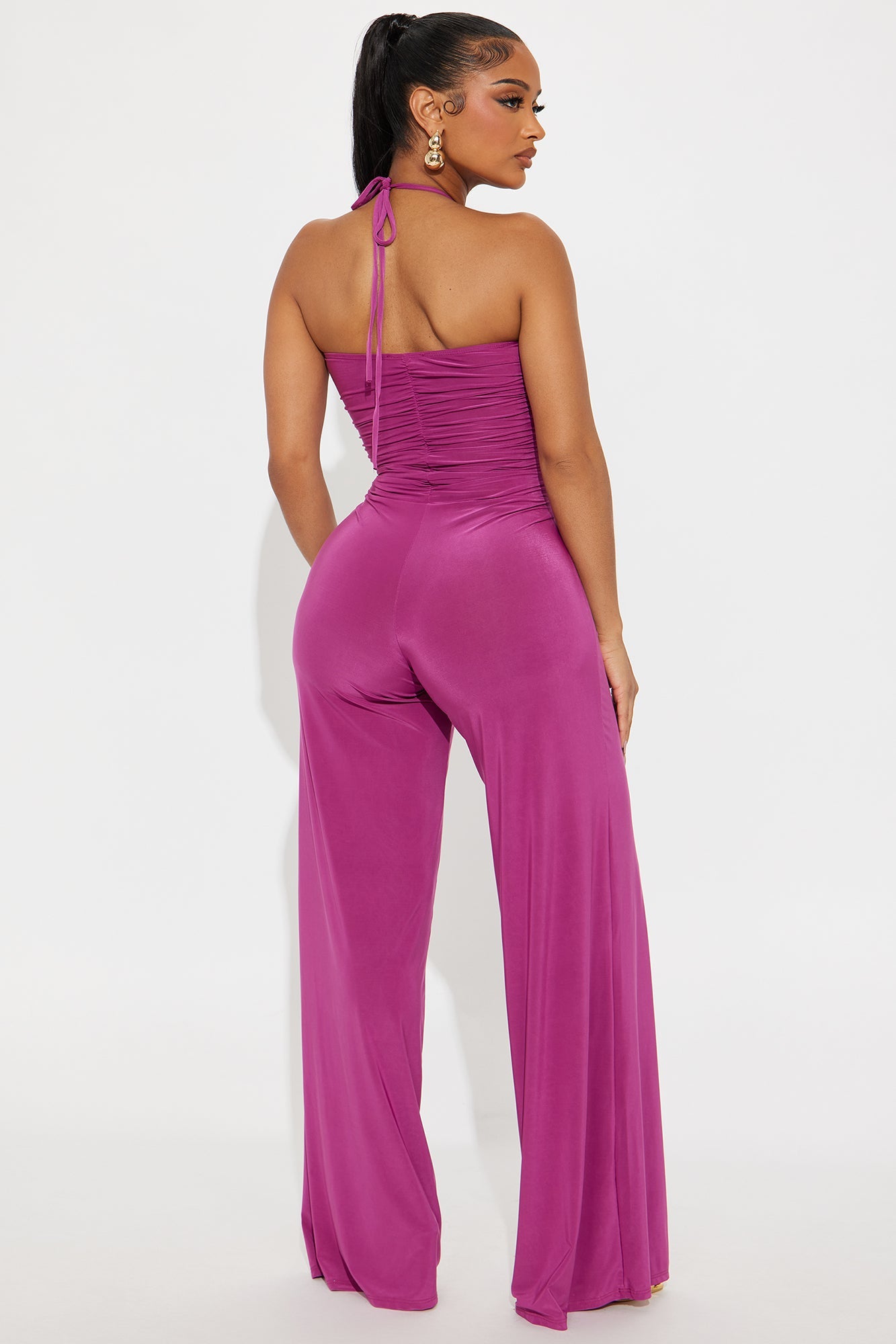 Marina Halter Wide Leg Jumpsuit - Magenta