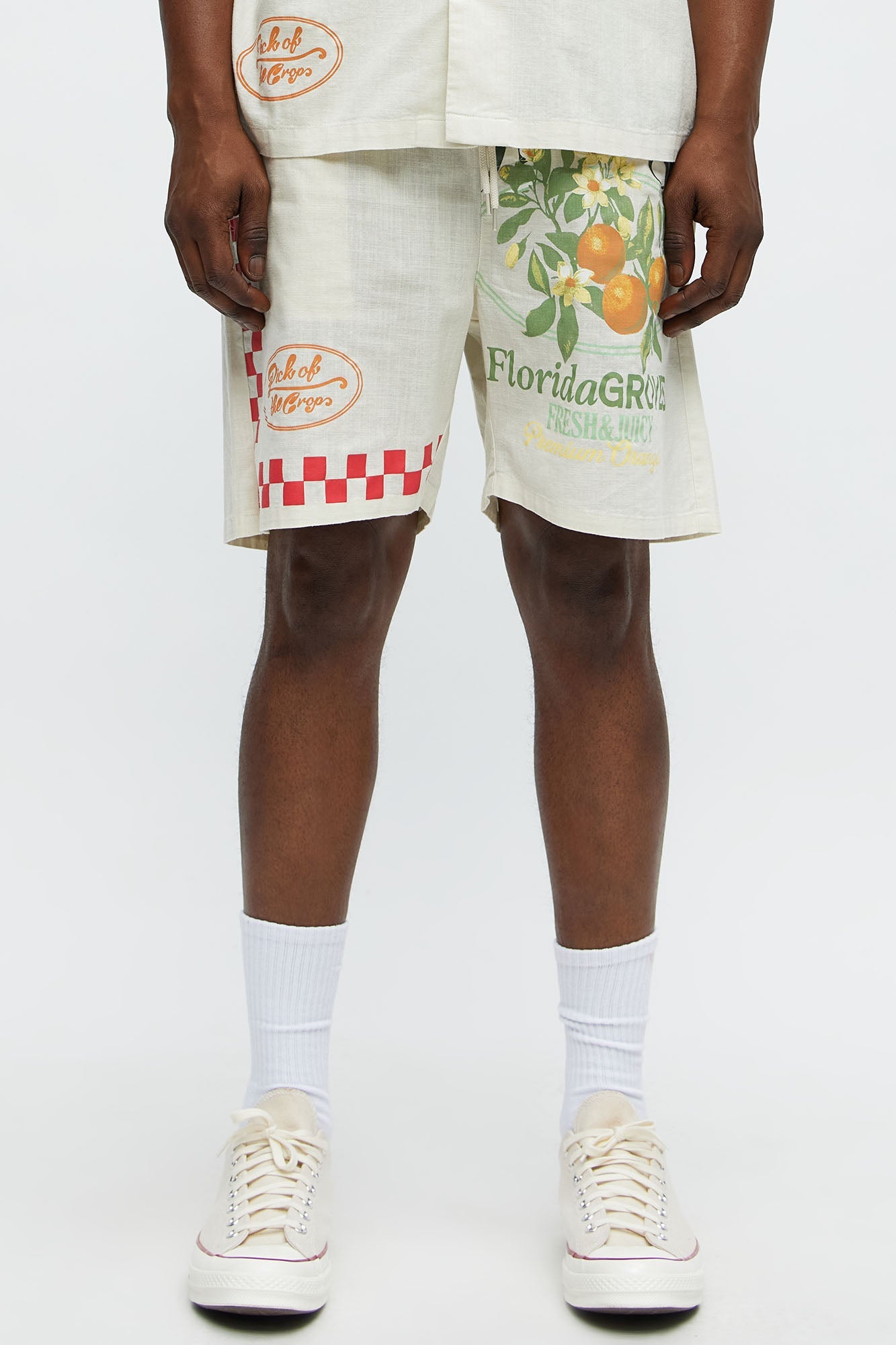 Florida Oranges Relaxed Drawstring Short - Cream