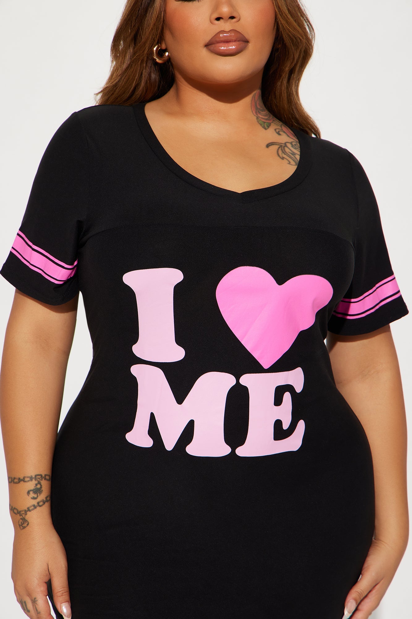I Love Me PJ Sleep Shirt - Black/Pink