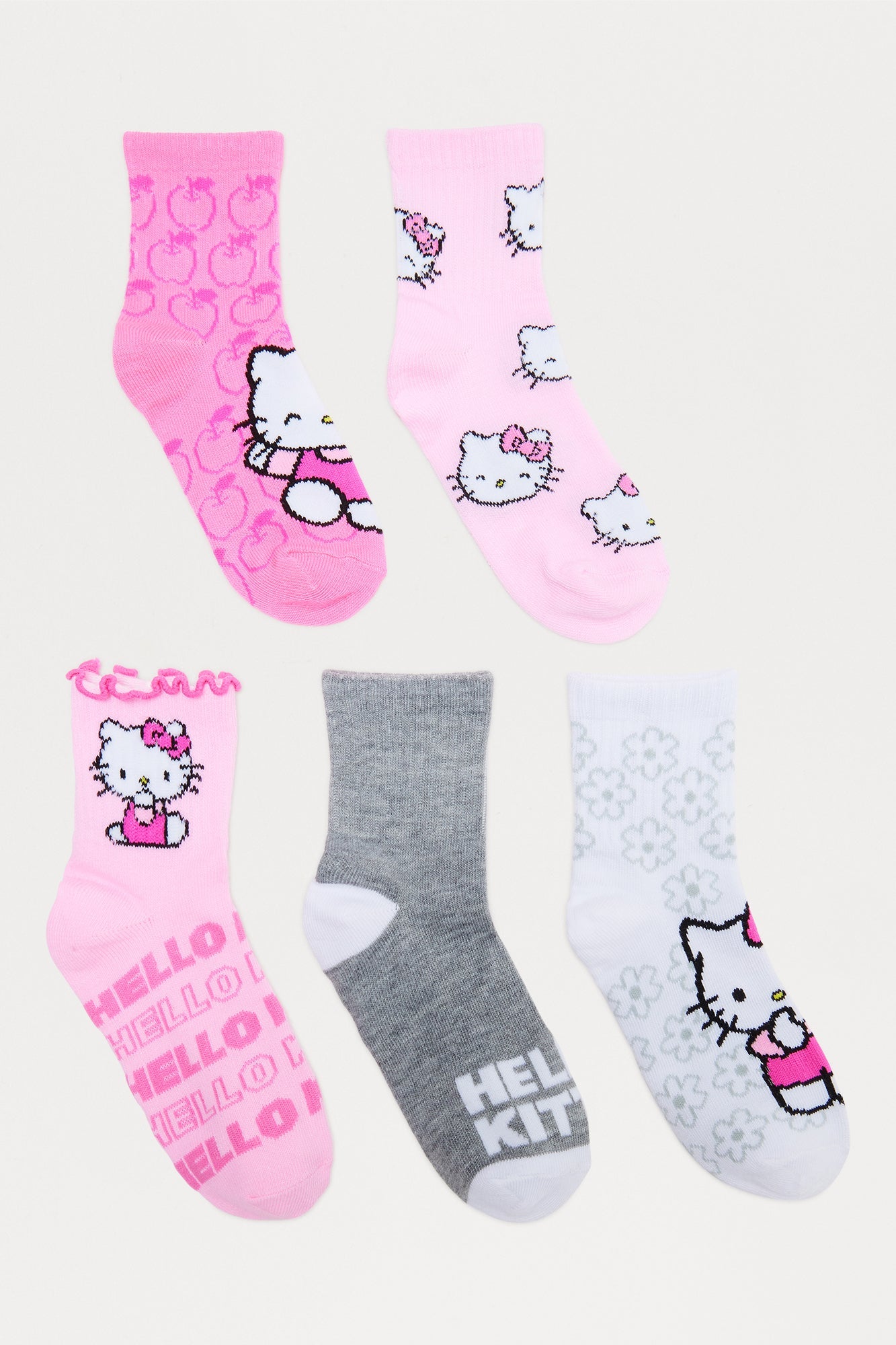 Mini All About Hello Kitty 5 Pack Crew Socks - Pink/combo