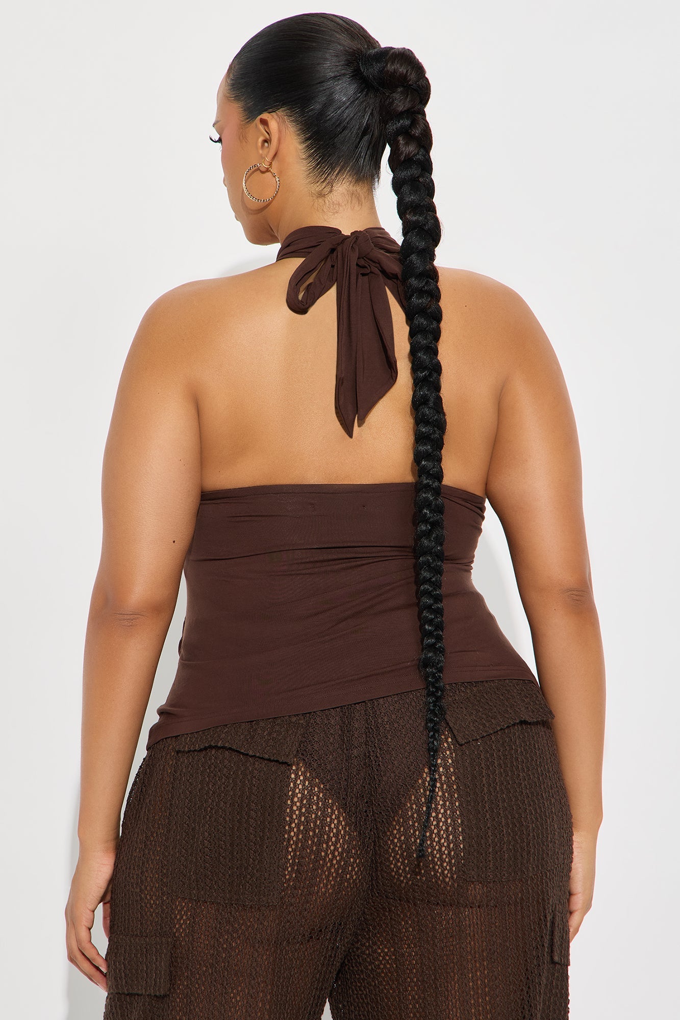 Dreamcatcher Draped Halter Top - Chocolate