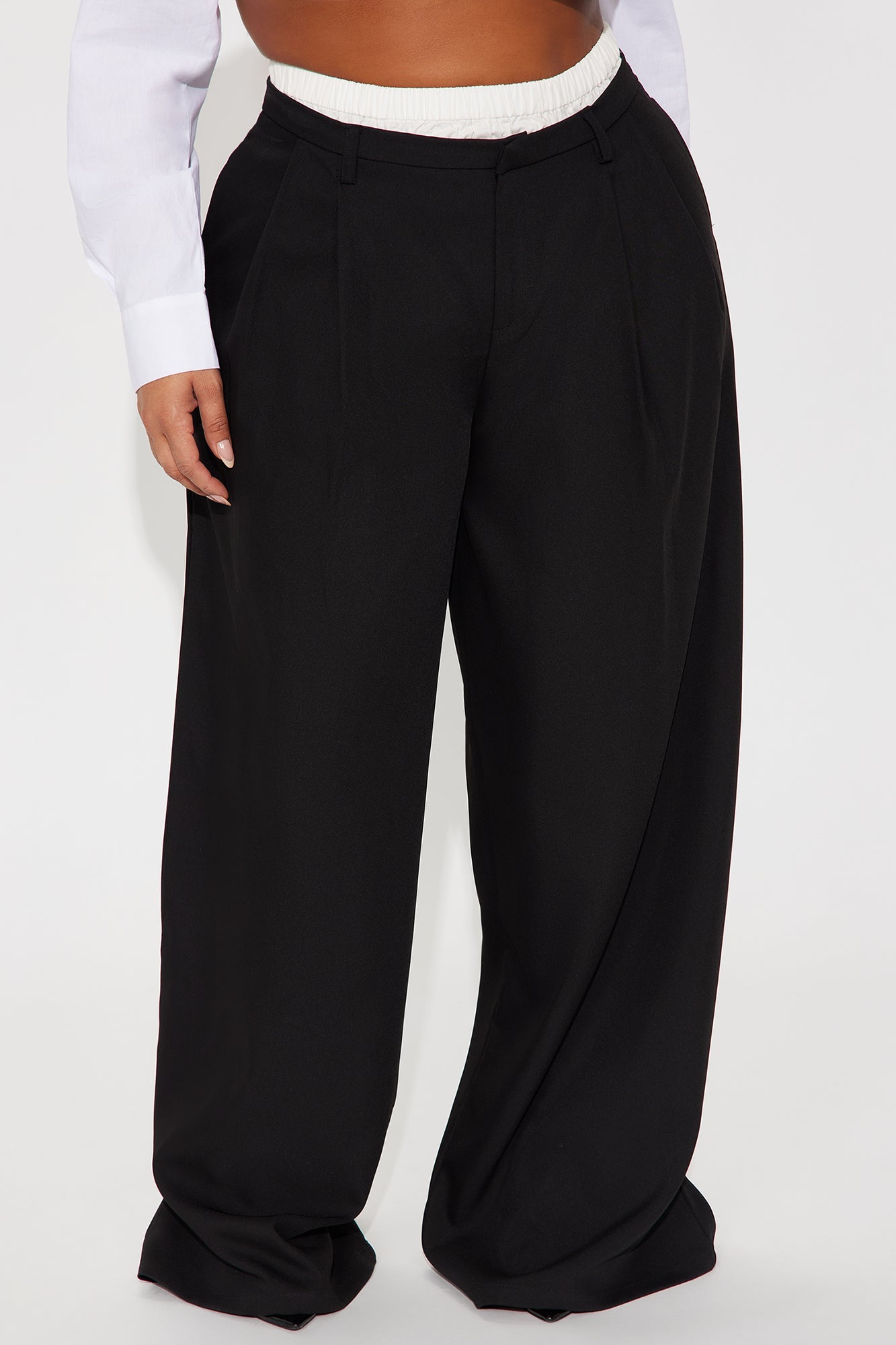 Setting Goals Double Waistband Trouser - Black