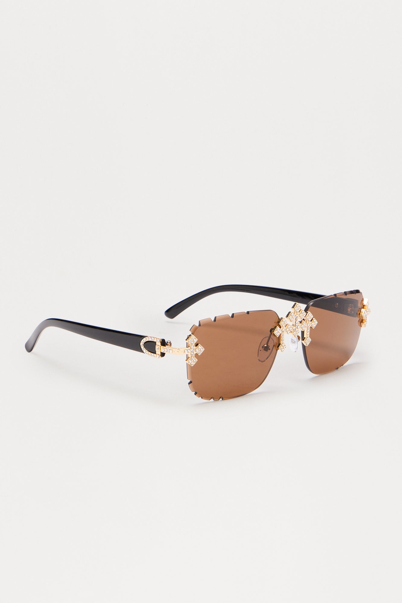 Iced Triple Cross Sunglasses - Black/Brown