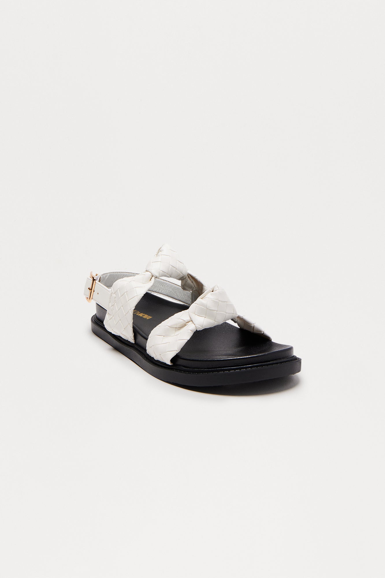 Russ Woven Faux Leather Slides - White