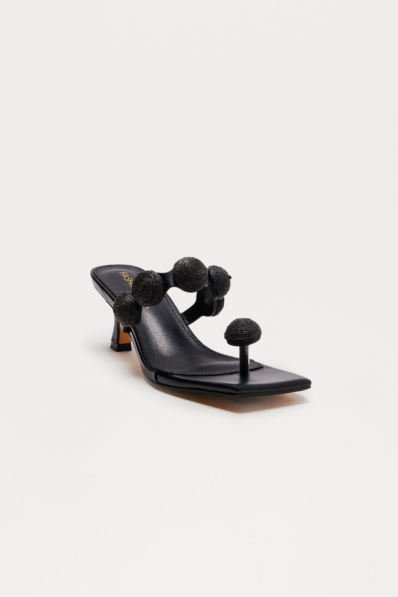 Kenya Toe Ring Kitten Heels - Black