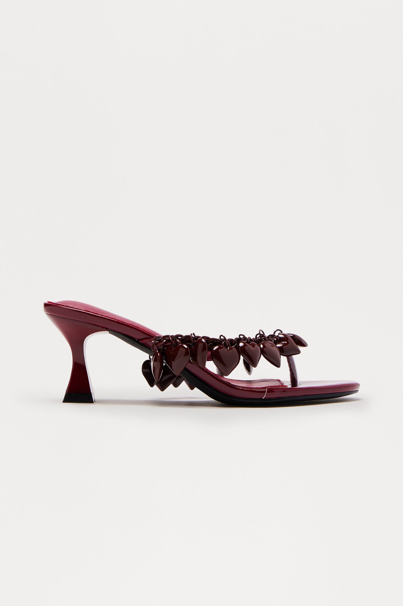 Renea Heart Thong Mules - Burgundy