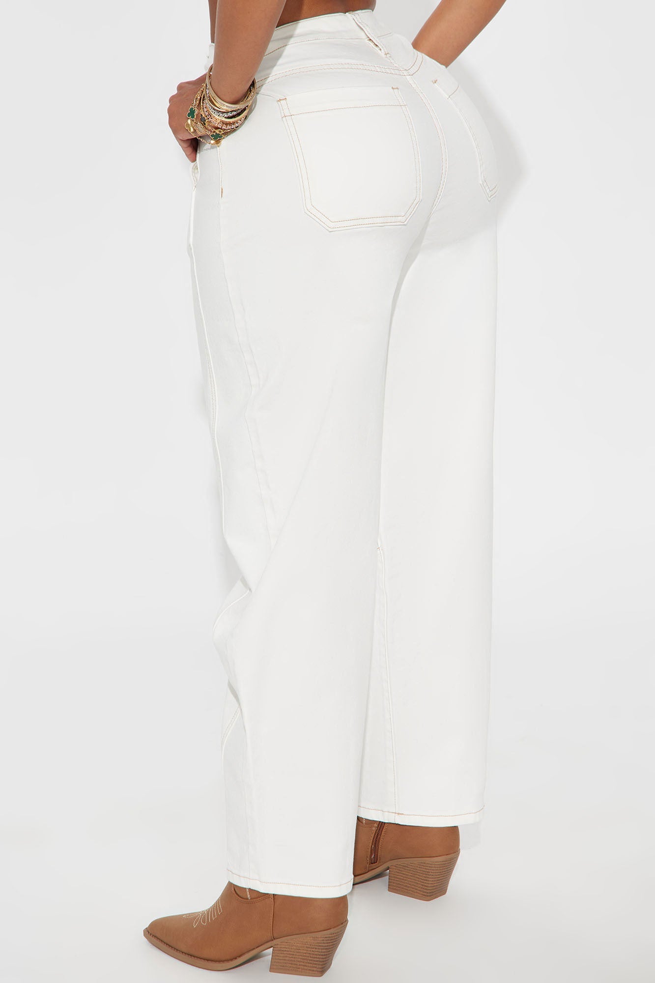 Madison Street Barrel Leg Jeans - White