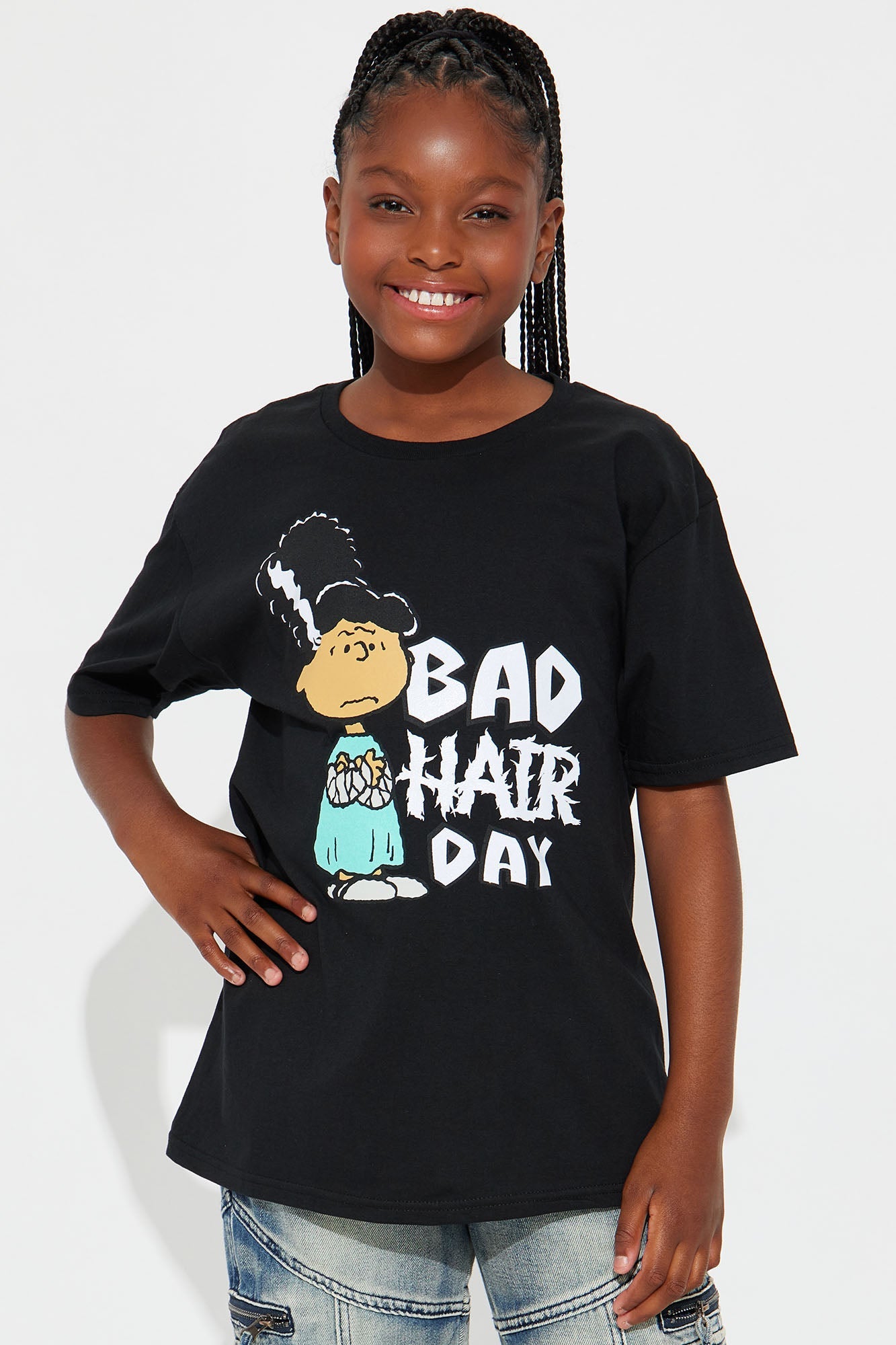 Mini Bad Hair Day Peanuts Tee - Black