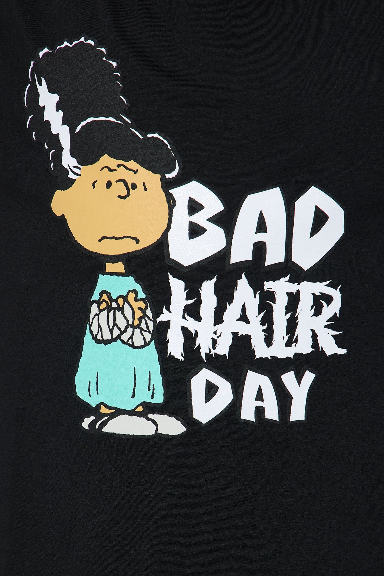 Mini Bad Hair Day Peanuts Tee - Black