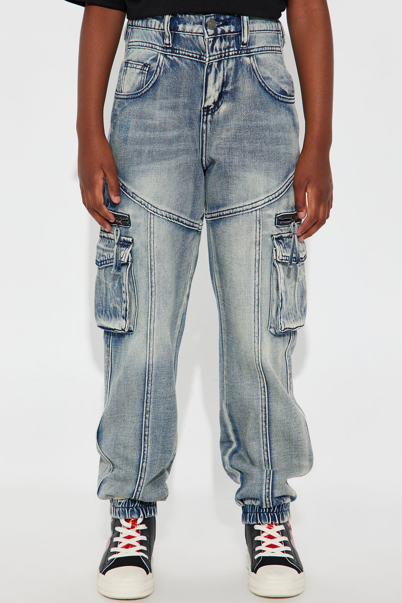 Mini Superstitions Tinted Denim Joggers - Medium Blue Wash