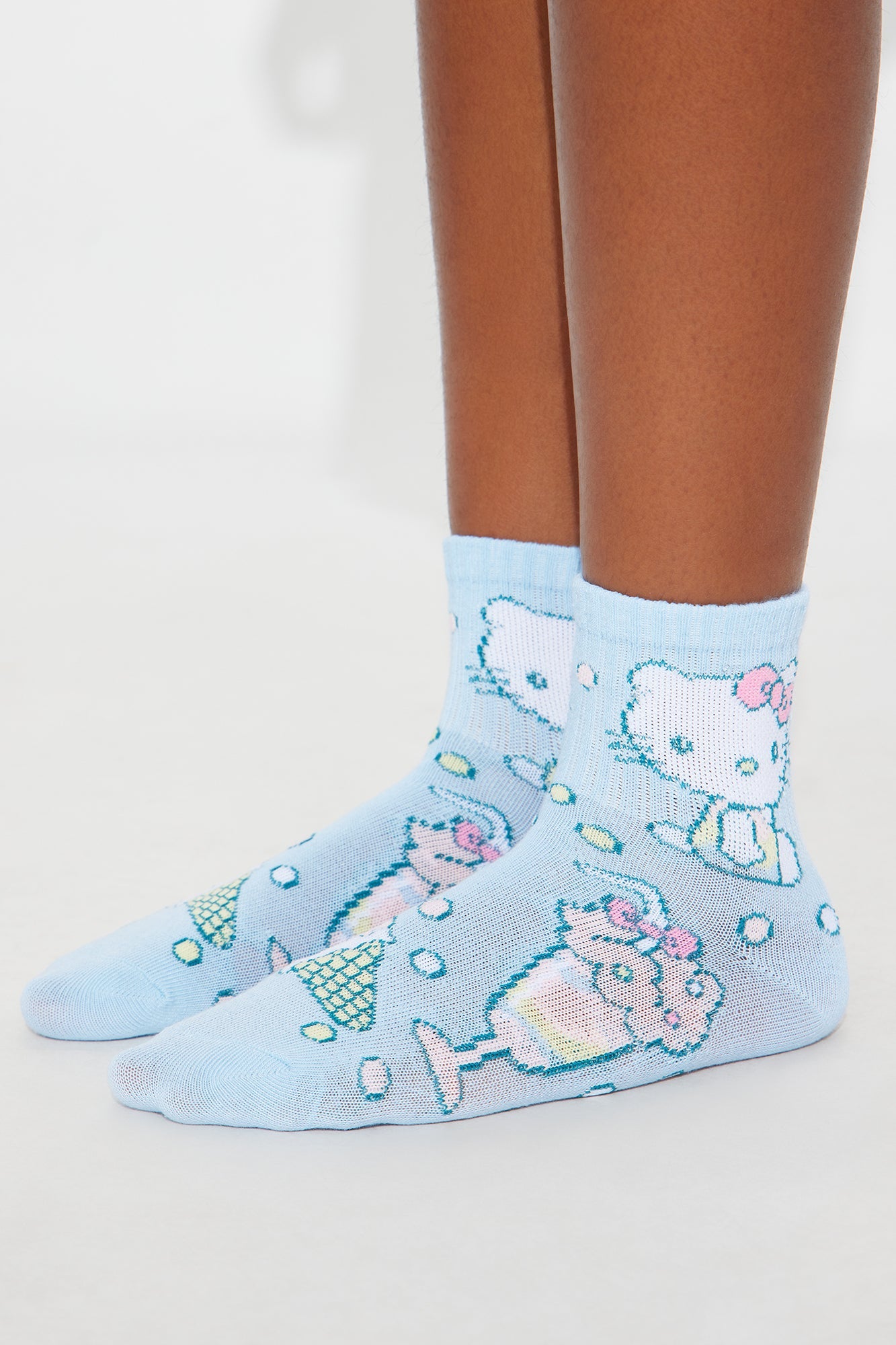 Mini Hello Kitty Super Sweet Mid Crew Socks 5 Pack - Pink/combo