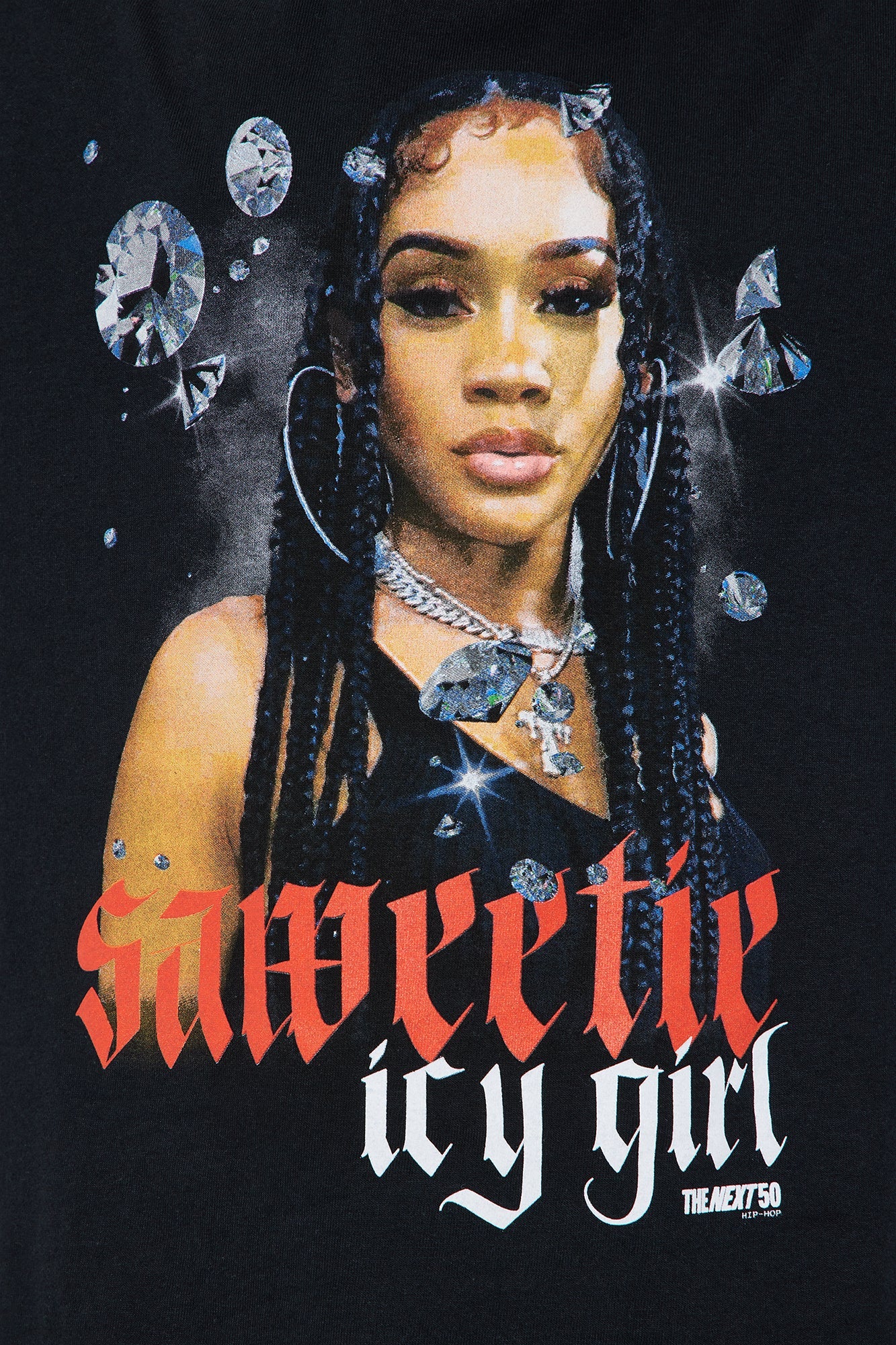 Mini Saweetie Icy Girl Washed Oversized Tee - Black Wash