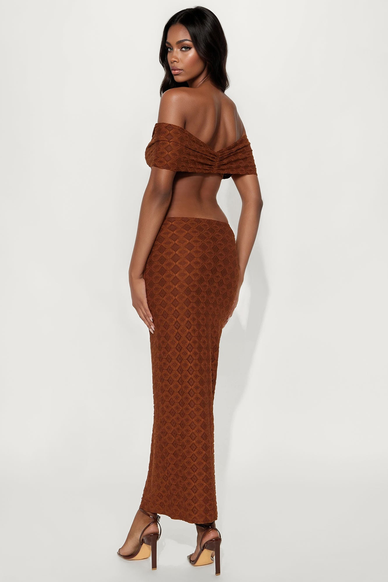 Beverly Textured Cut Out Maxi Dress - Brown