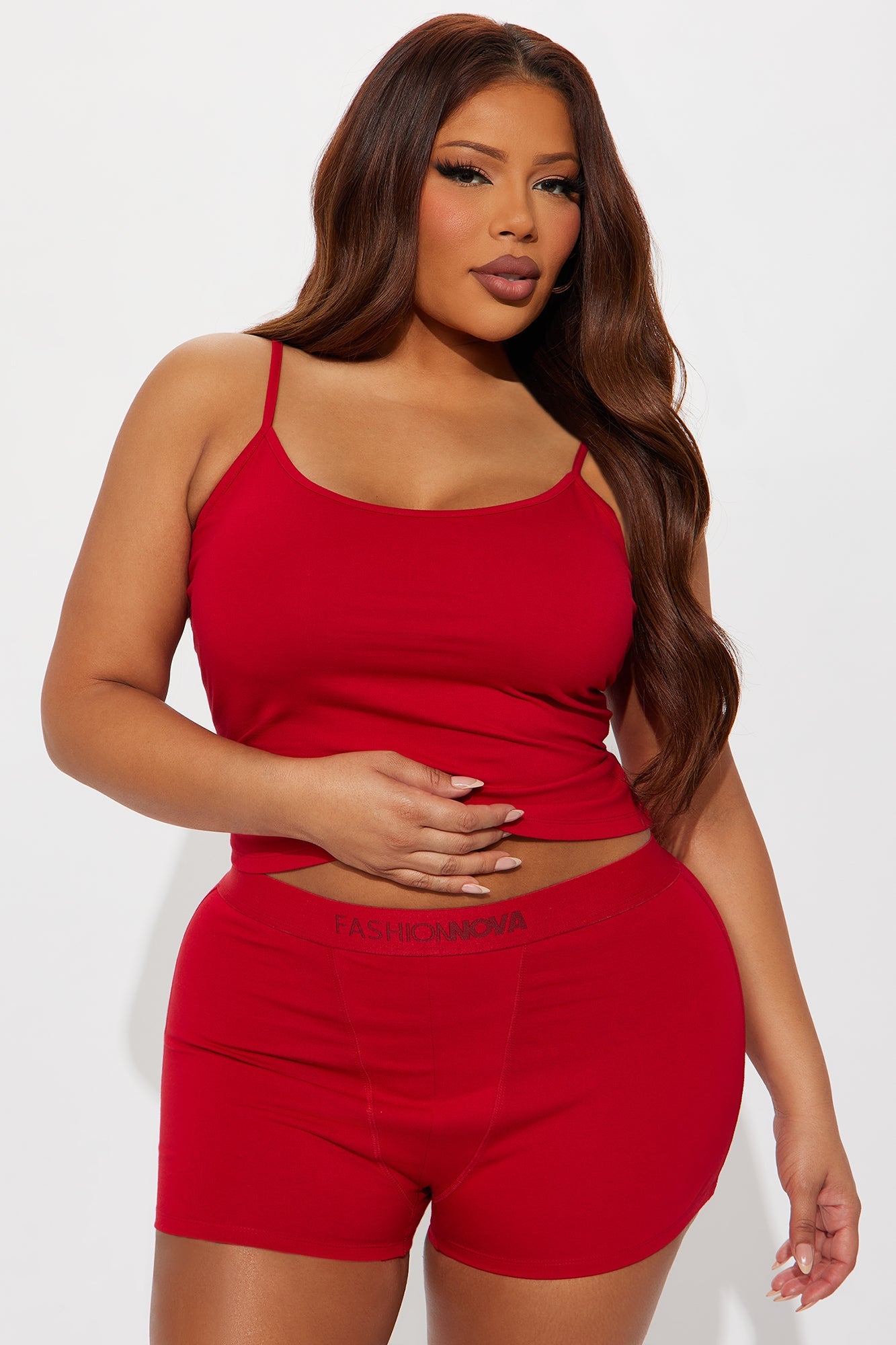 FN Mood PJ Boxer Short Set - Red